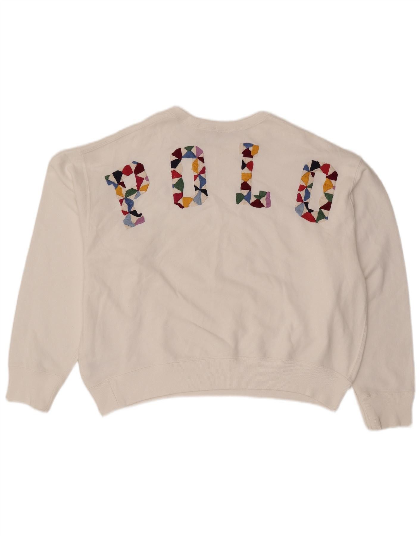 Polo Ralph Lauren Womens Crop Sweatshirt Jumper UK 16 Large White Size XL / US 12-14 / IT 48-50 - 2 Thumbnail