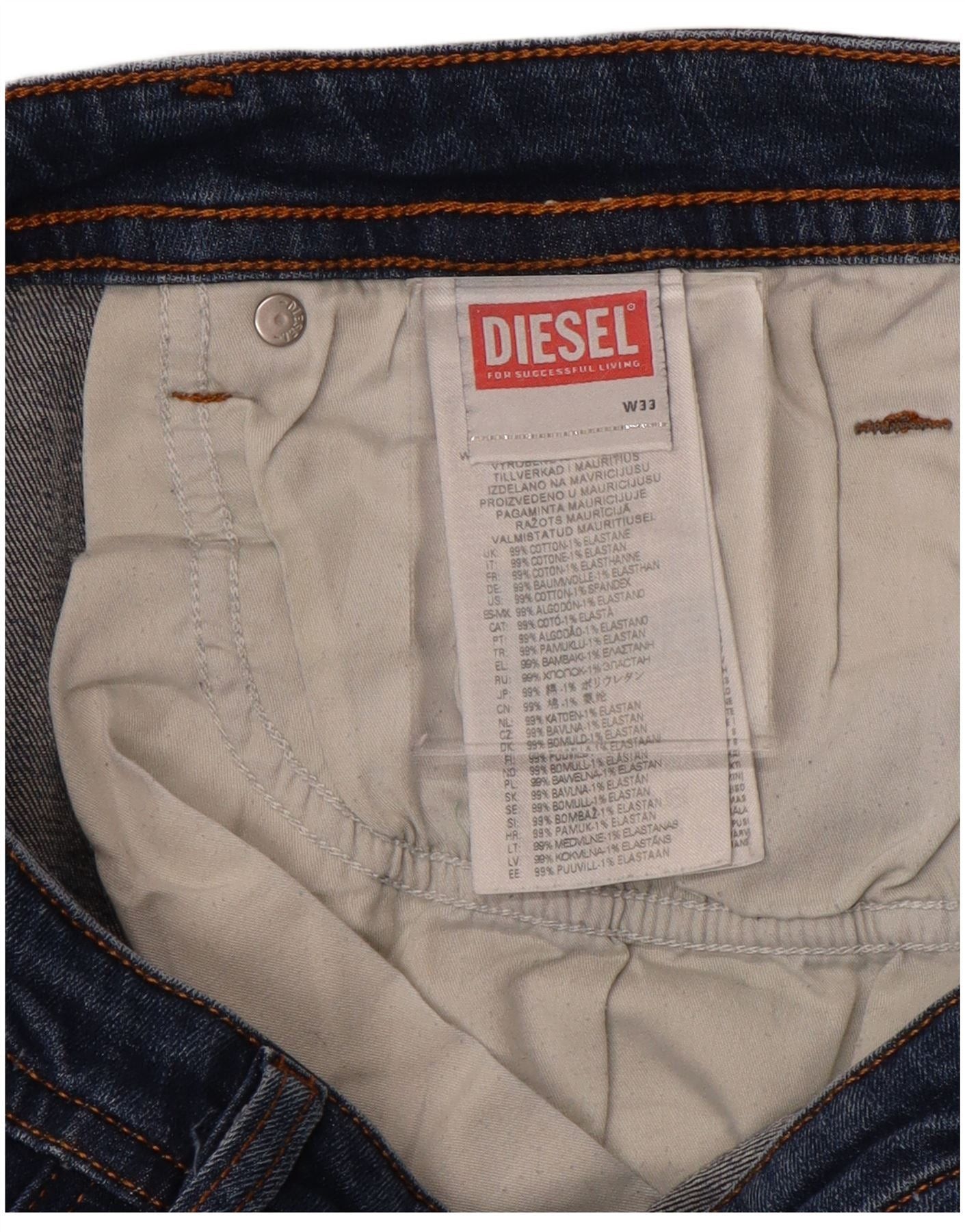 Diesel Mens Skinny Jeans W33 L32 Blue Cotton Size US 33 - 3 Thumbnail