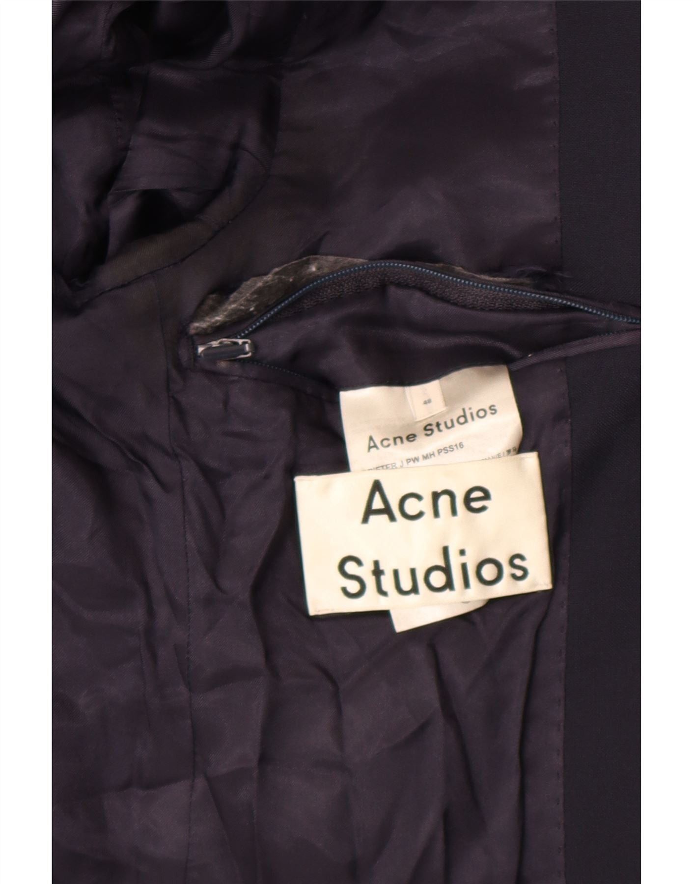 Acne Studios Mens 2 Button Blazer Jacket IT 48 Medium Navy Blue Classic Size US XXL / EU 58 / 5 - 4 Thumbnail