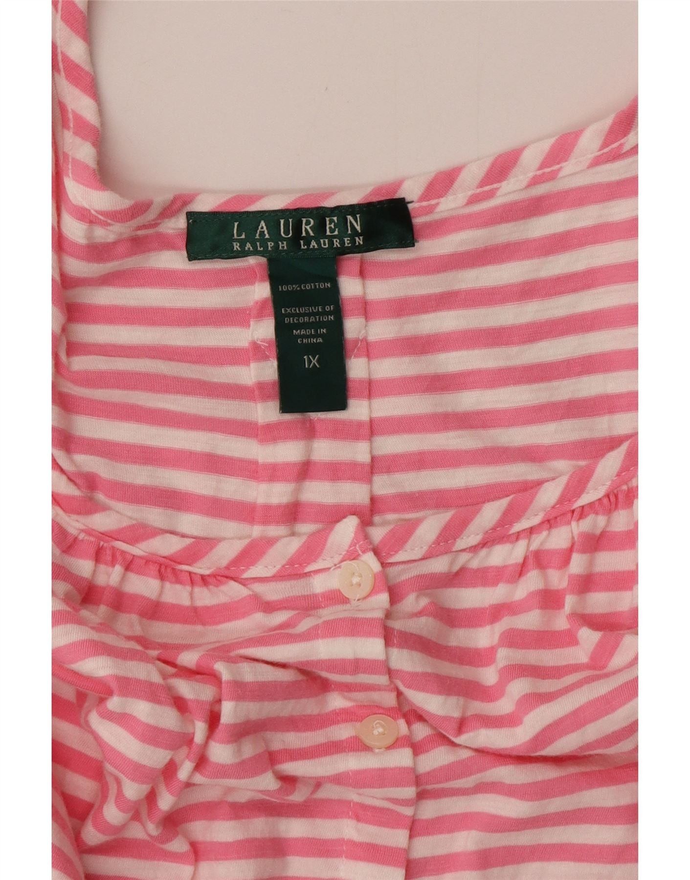 Ralph Lauren Womens Sundress UK 18 XL Pink Striped Cotton Size XL / US 12-14 / IT 48-50 - 3 Thumbnail