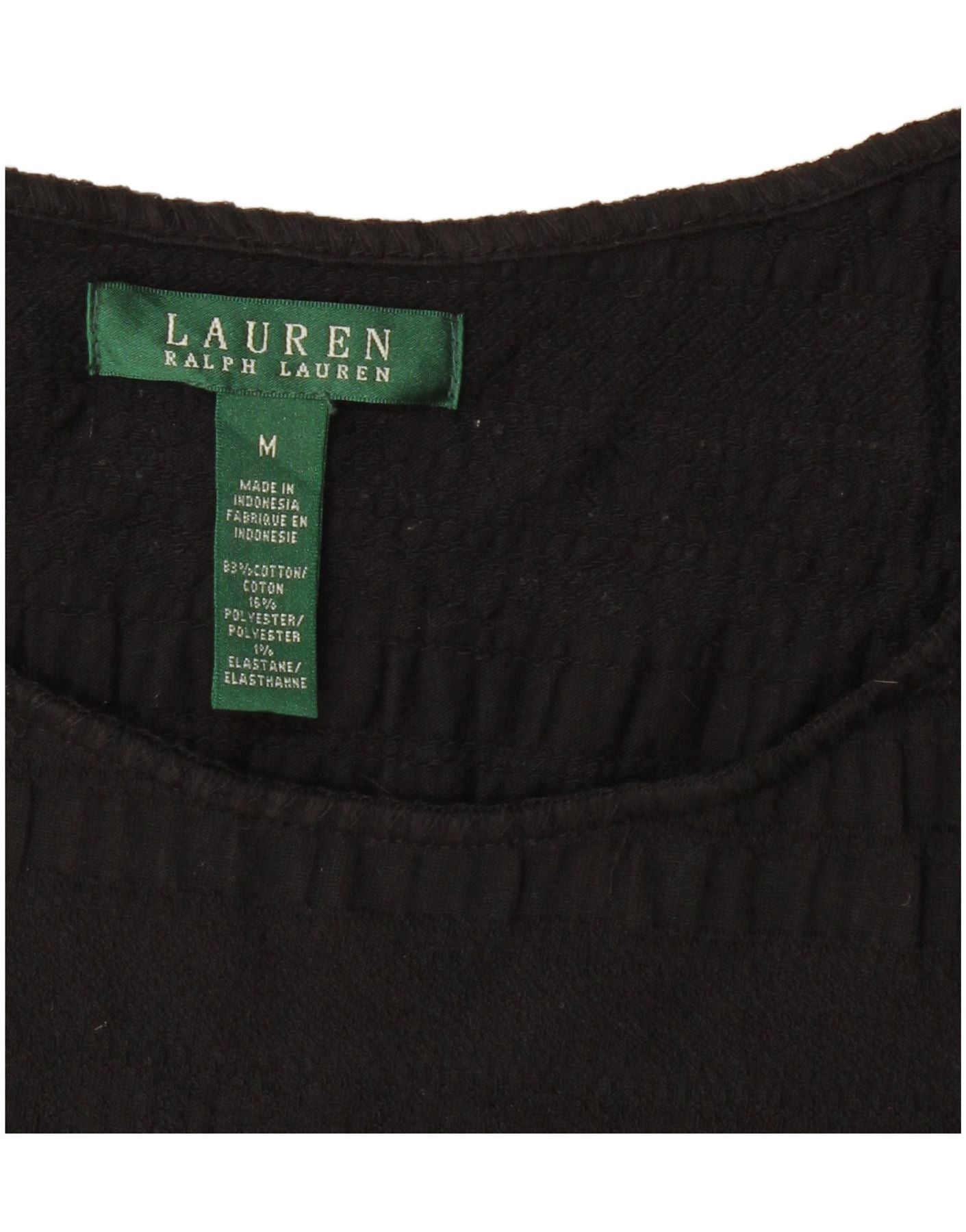 Ralph Lauren Womens Blouse Top UK 12 Medium Black Cotton Size XS / US 0-2 / IT 36-38 - 3 Thumbnail