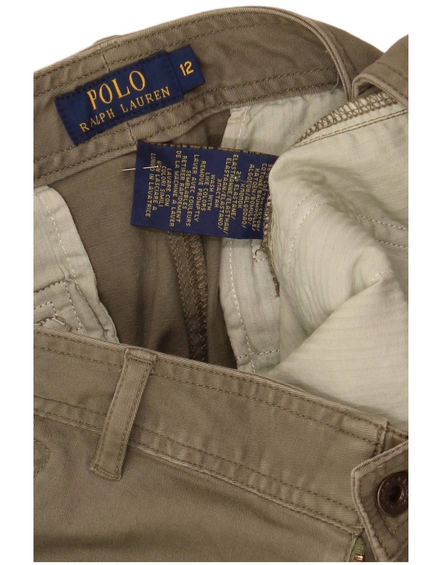 Ralph Lauren Womens Skinny Cargo Trousers US 12 Large W34 L30 Khaki Cotto Size 30" / US 8 / IT 44 - 3 Thumbnail