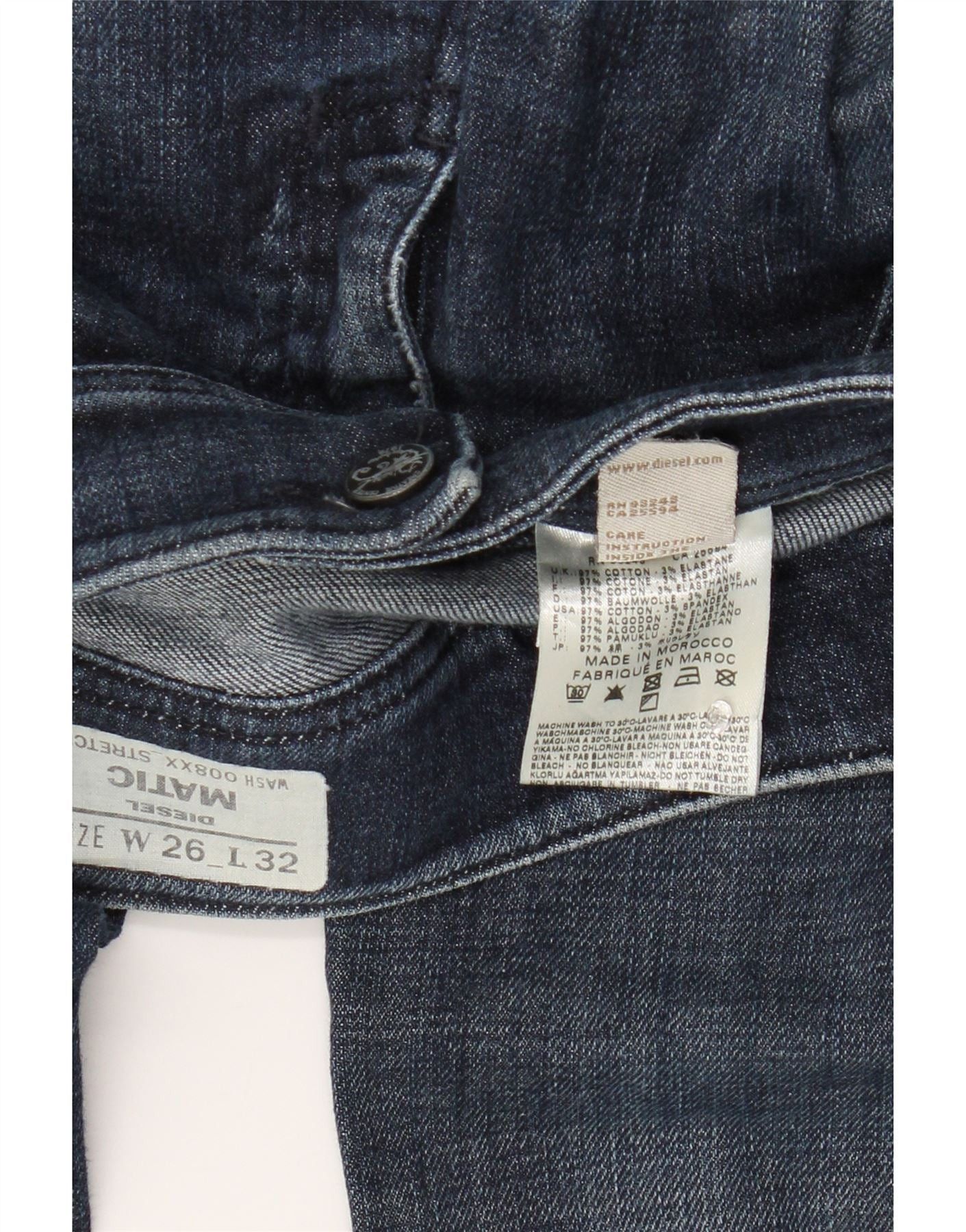 Diesel Womens Matic Skinny Jeans W26 L32 Navy Blue Cotton Size 26" / US 2 / IT 38 - 3 Thumbnail