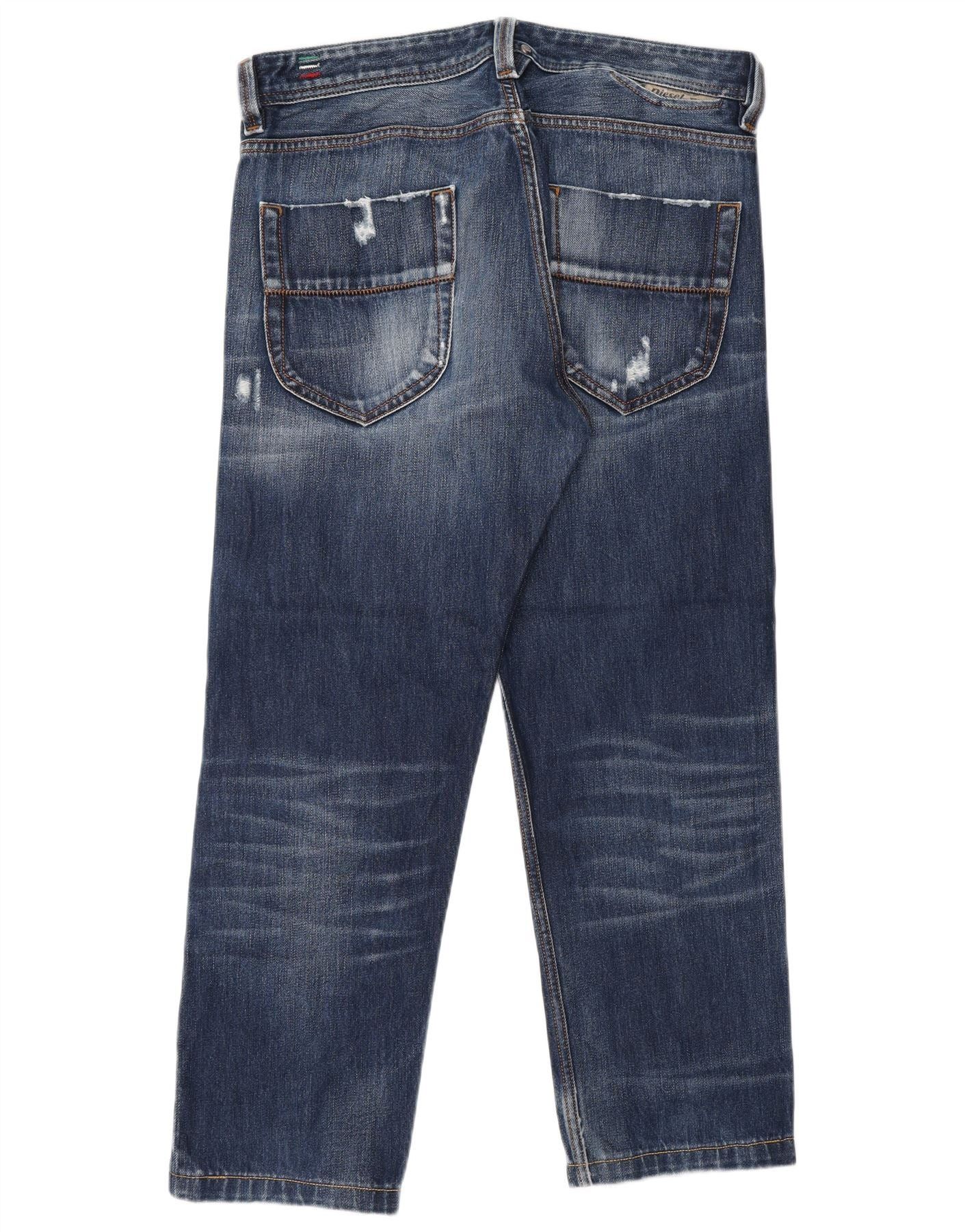Diesel Mens Heeven Distressed Straight Jeans W32 L27 Blue Cotton Size US 32 / EU 48 - 2 Thumbnail