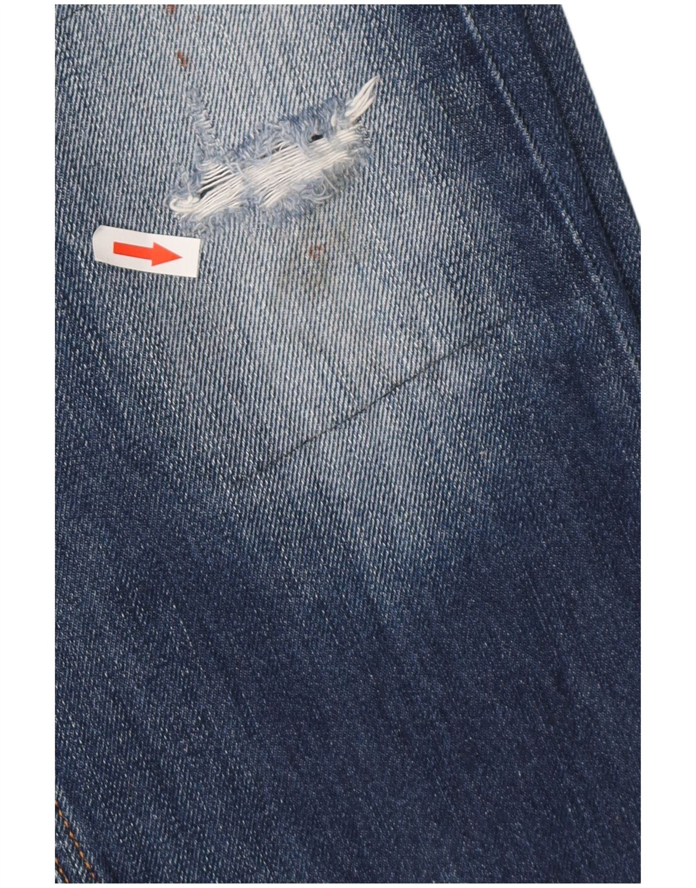 Diesel Mens Heeven Distressed Straight Jeans W32 L27 Blue Cotton Size US 32 / EU 48 - 3 Thumbnail
