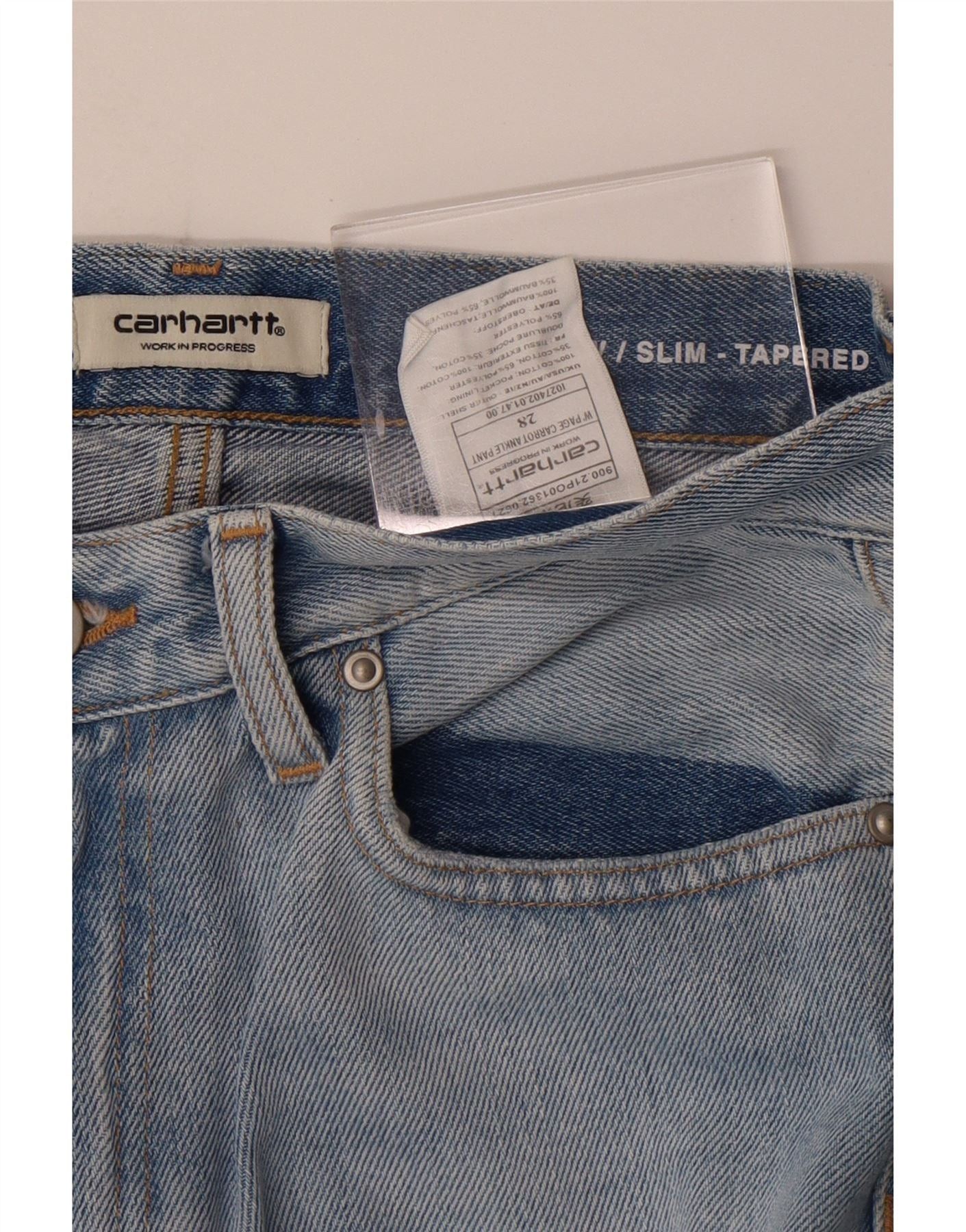 Carhartt Womens Slim Tapered Jeans W28 L28 Blue Cotton Size 42" / US 20 - 3 Thumbnail