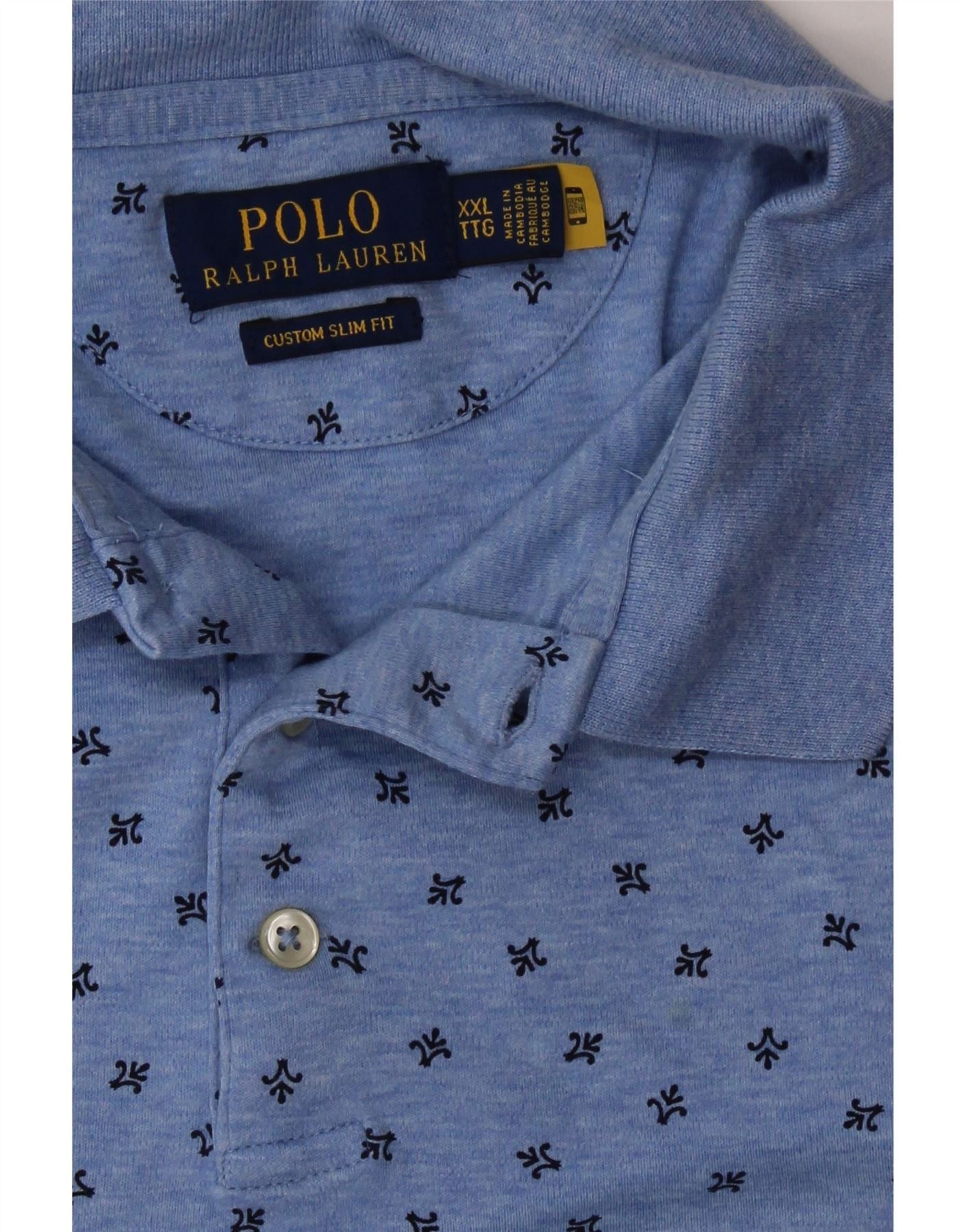 Polo Ralph Lauren Mens Custom Slim Fit Polo Shirt 2XL Blue Spotted Size US XL / EU 56 / 4 - 3 Thumbnail