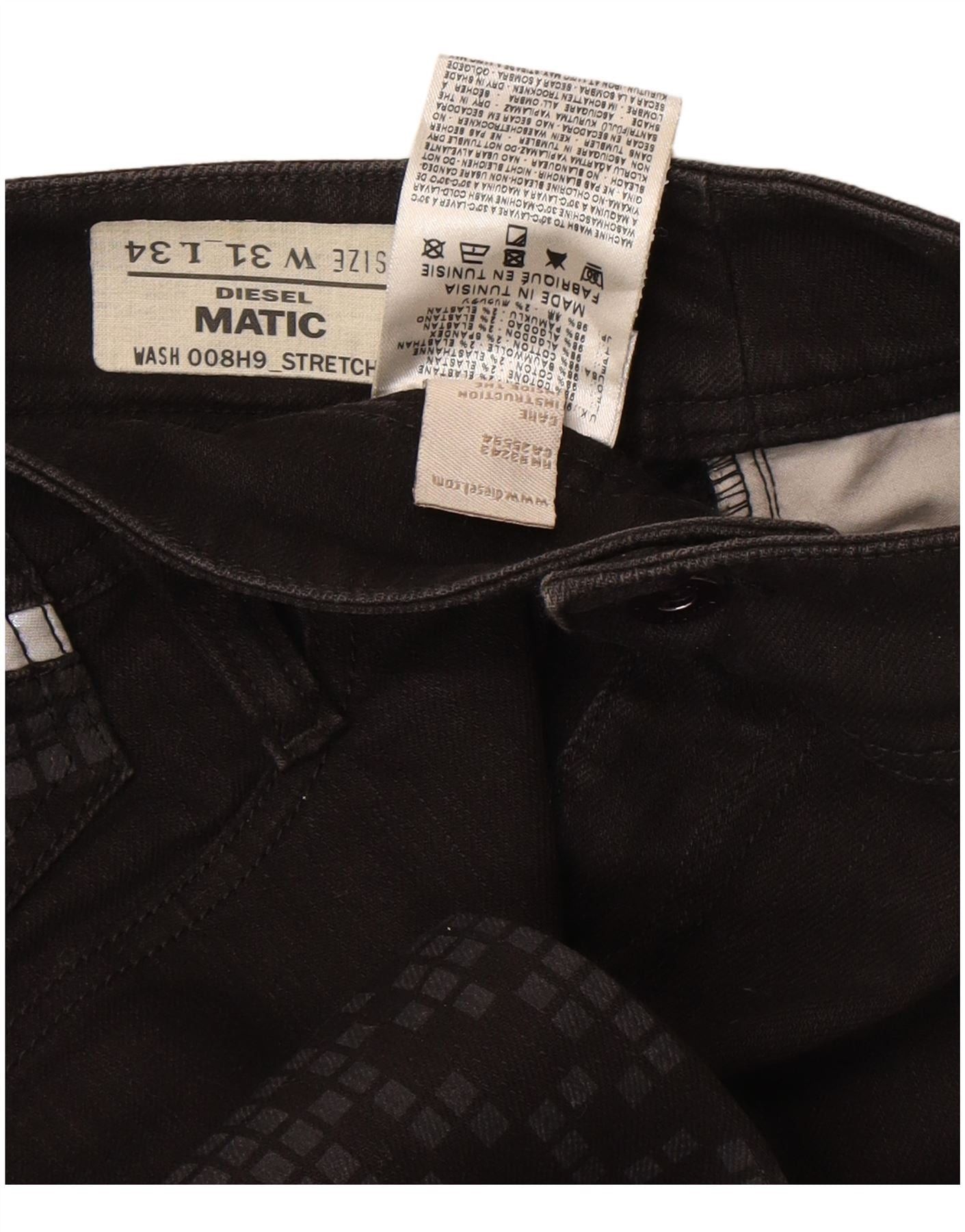 Diesel Womens Matic Slim Jeans W31 L34 Black Geometric Cotton Size 42" / US 20 - 3 Thumbnail