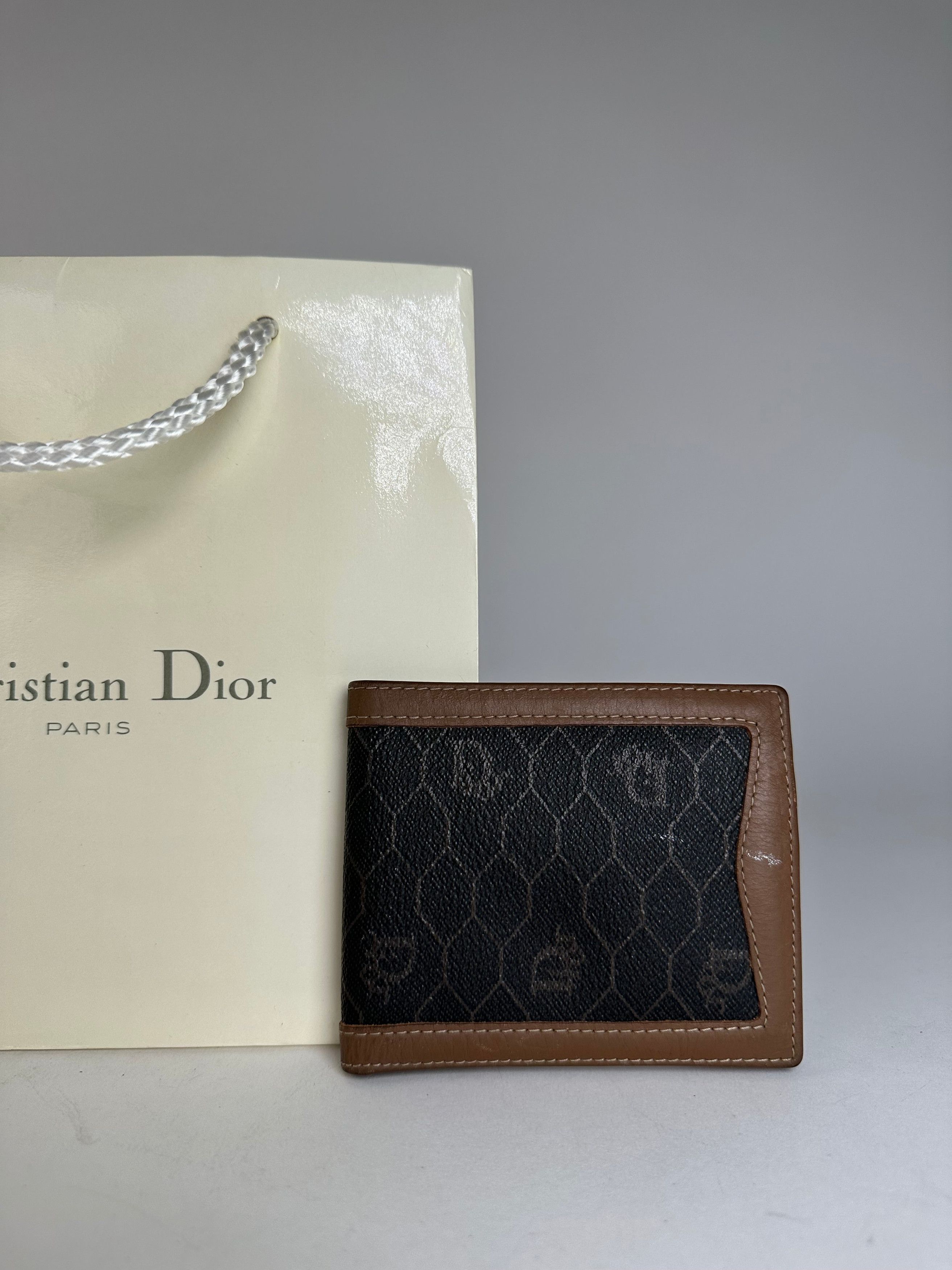 Dior Vintage Flapable Leather Monogram Wallet Black Brown Size ONE SIZE - 12 Thumbnail