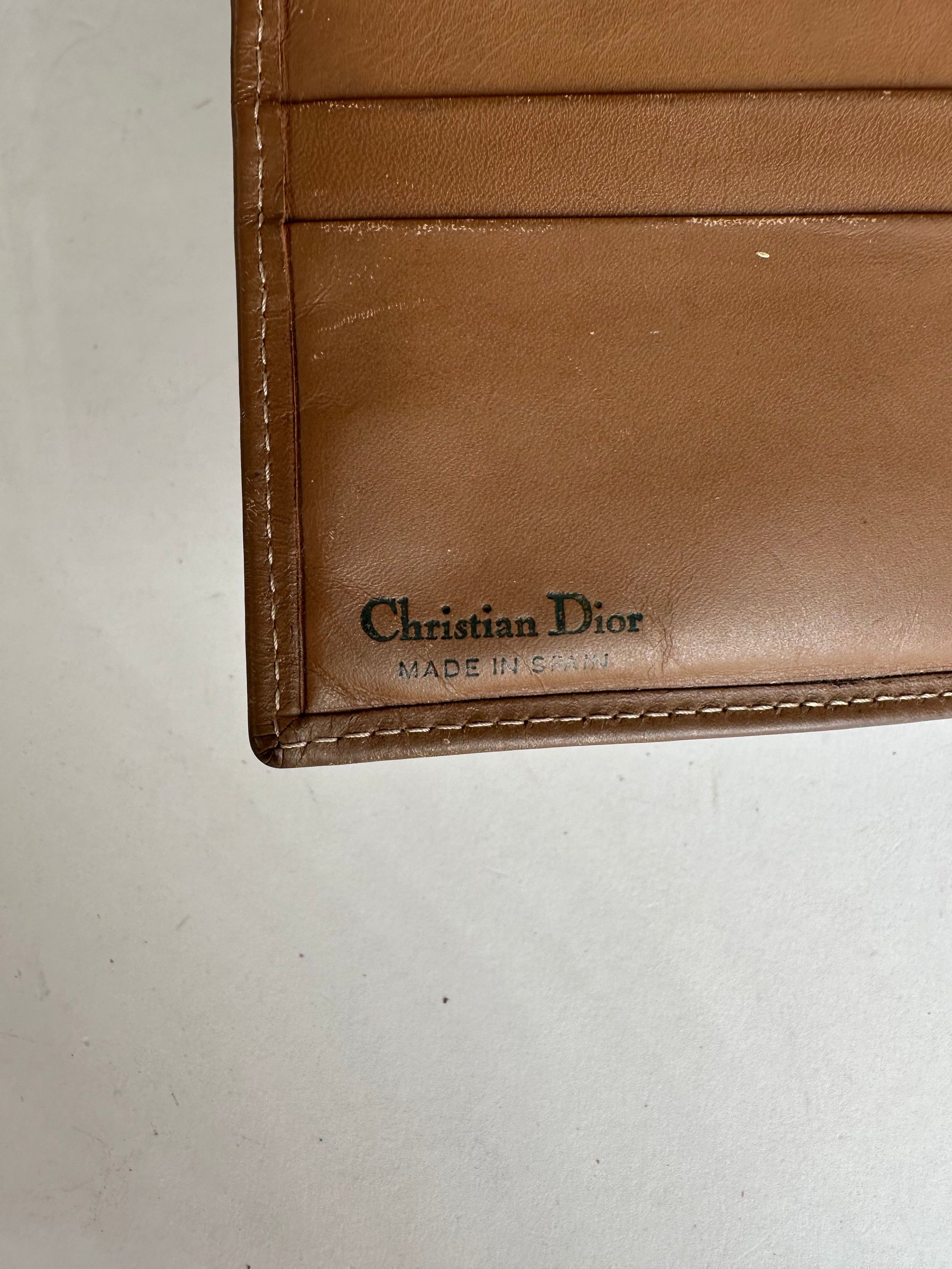 Dior Vintage Flapable Leather Monogram Wallet Black Brown Size ONE SIZE - 4 Thumbnail