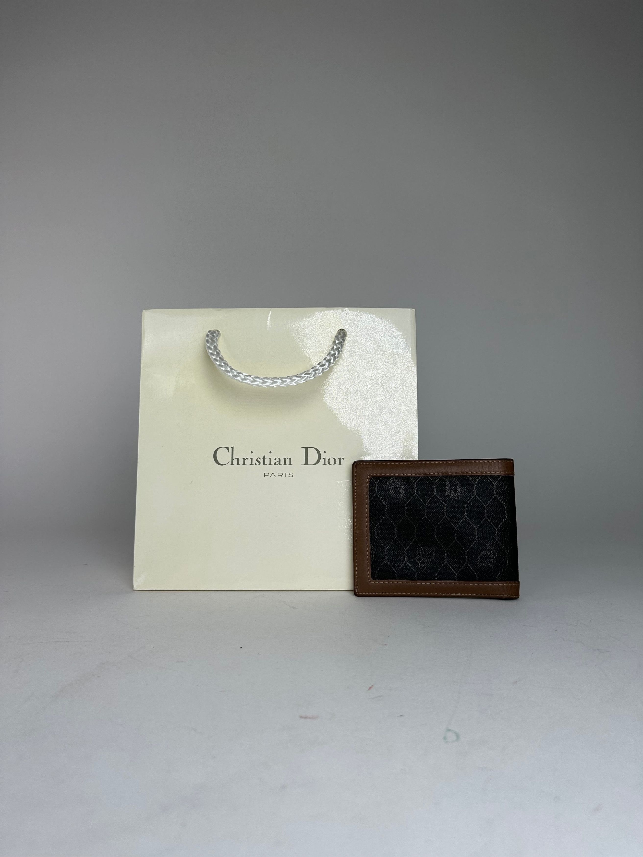 Dior Vintage Flapable Leather Monogram Wallet Black Brown Size ONE SIZE - 2 Thumbnail