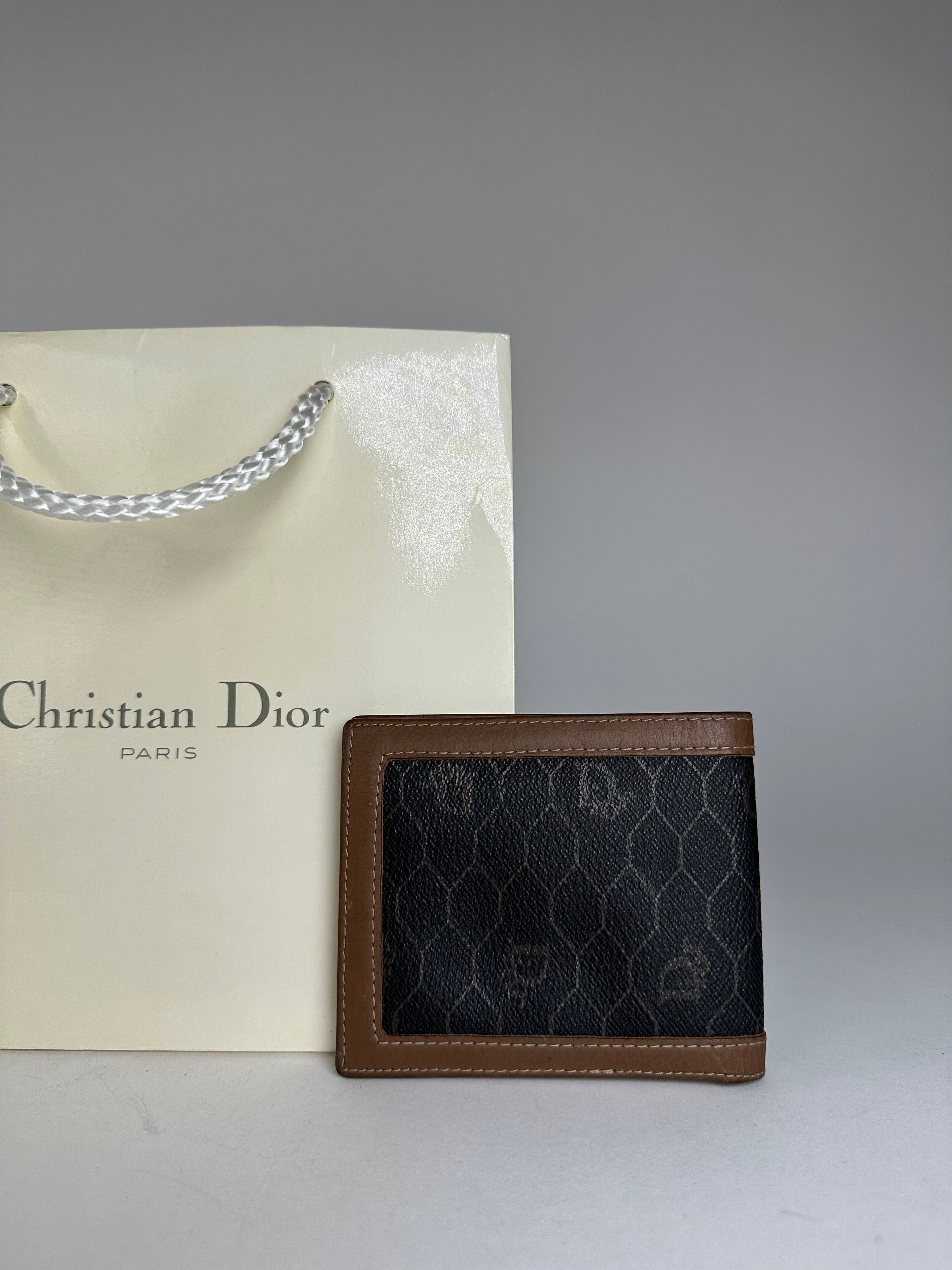 Dior Vintage Flapable Leather Monogram Wallet Black Brown Size ONE SIZE - 11 Thumbnail