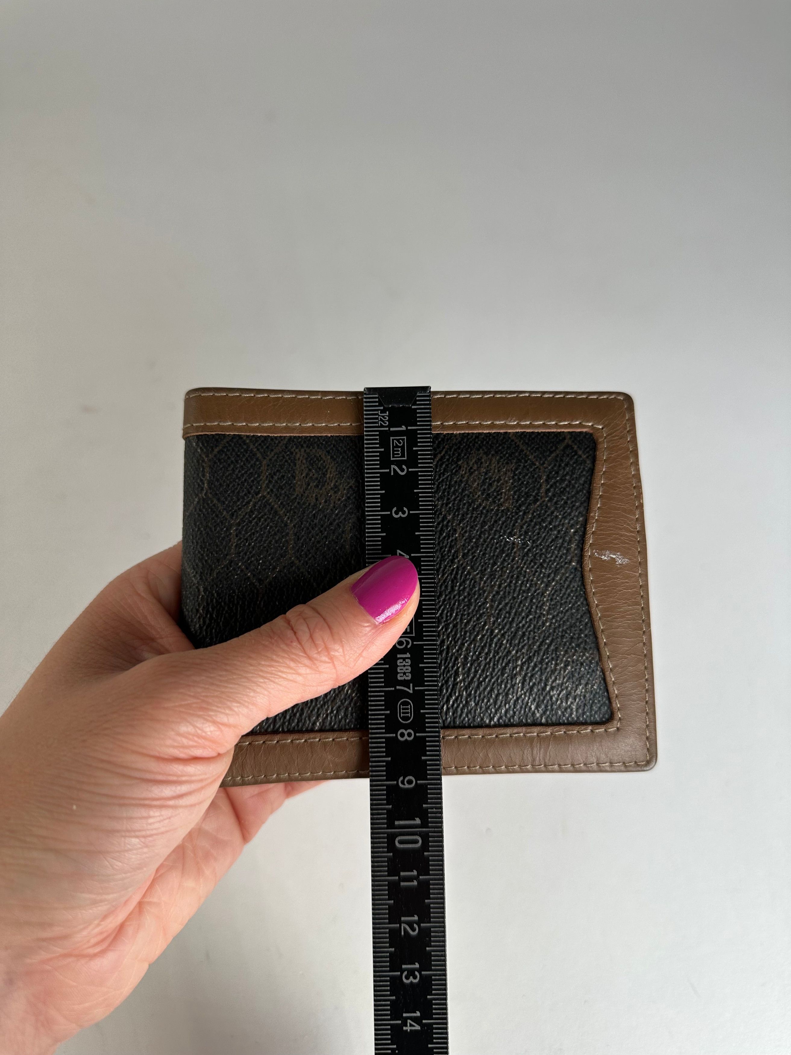 Dior Vintage Flapable Leather Monogram Wallet Black Brown Size ONE SIZE - 10 Thumbnail