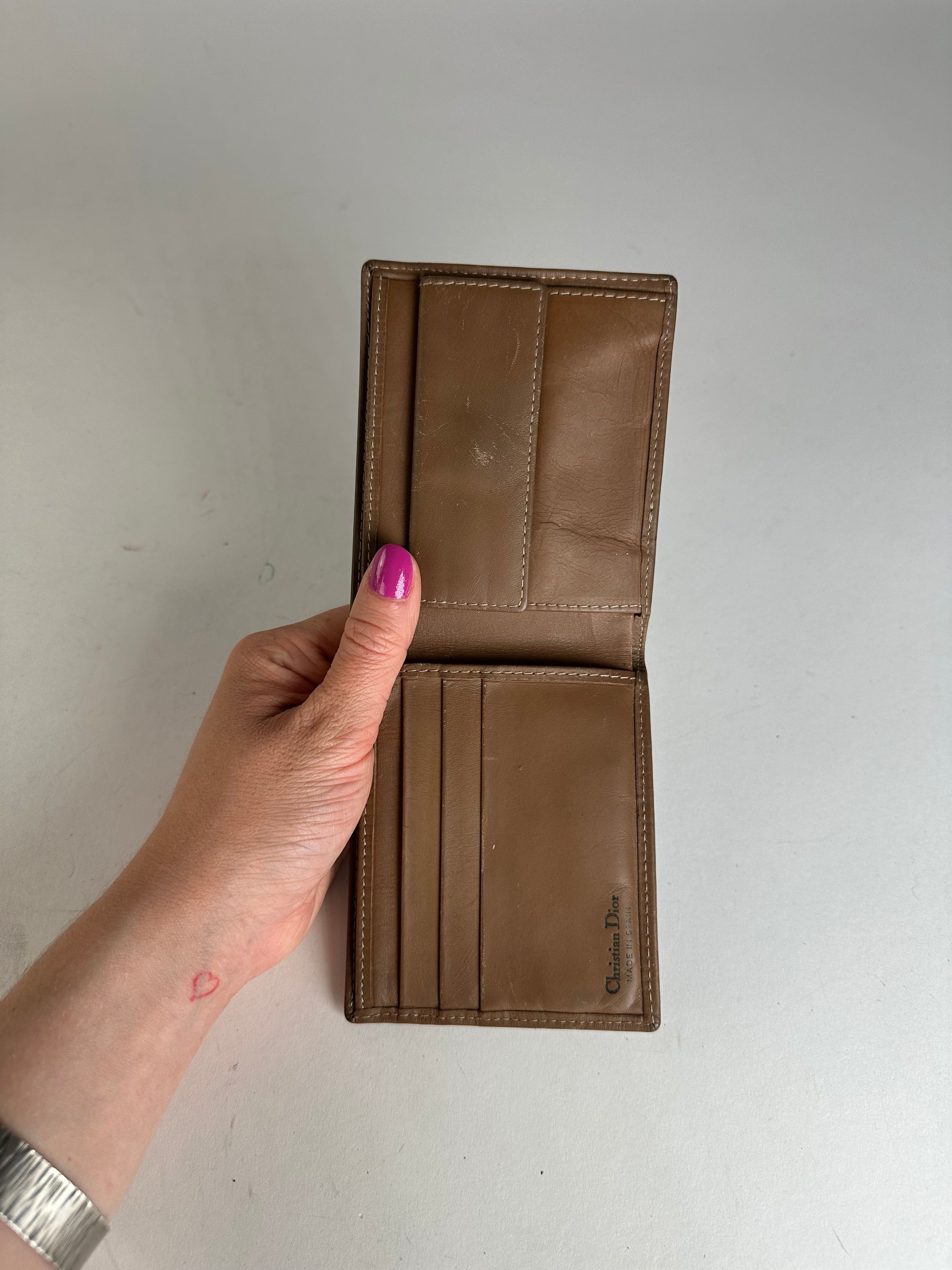 Dior Vintage Flapable Leather Monogram Wallet Black Brown Size ONE SIZE - 3 Thumbnail