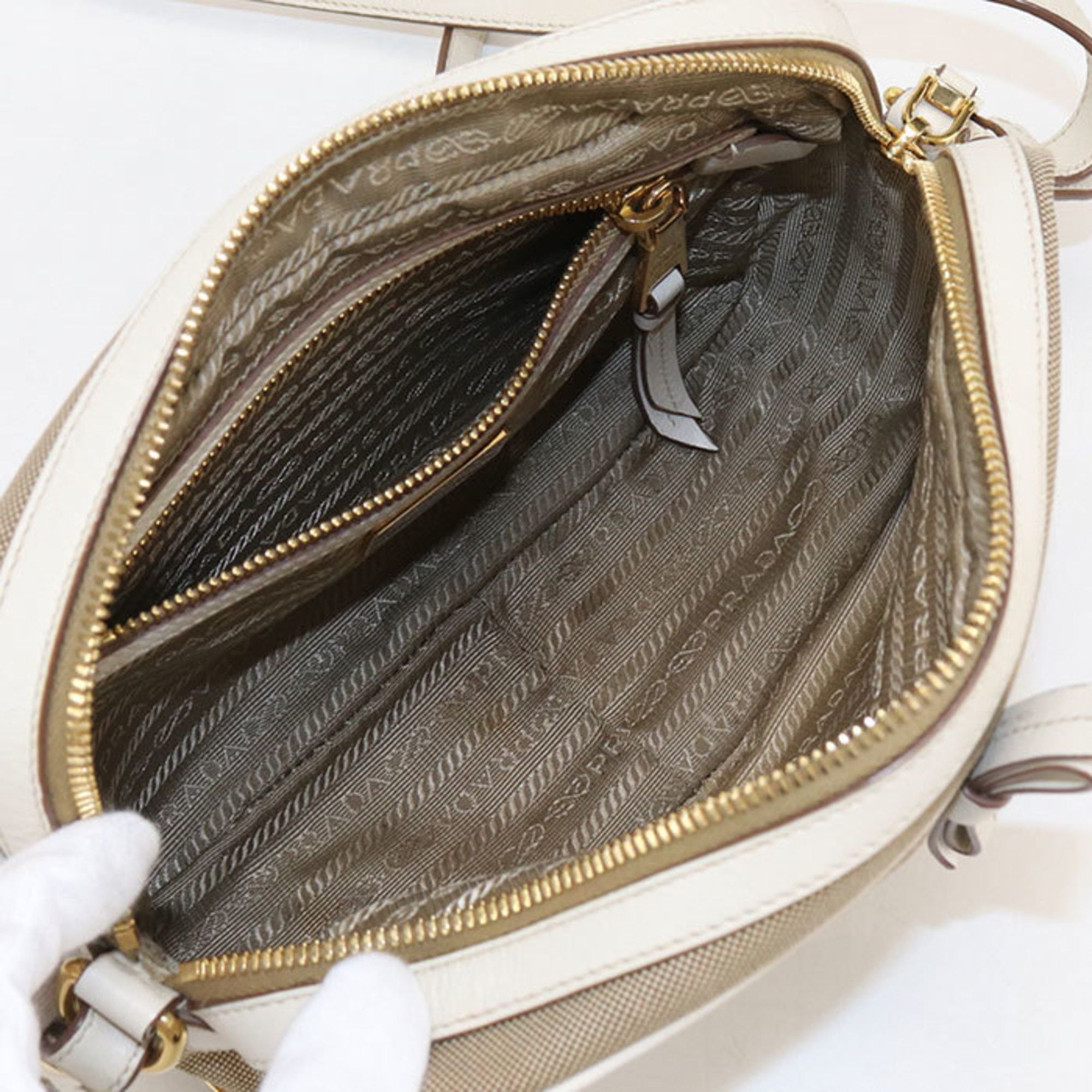 Prada Prada Crossbody Shoulder Bag 1BH089 Logo Jacquard Women's Beige Size ONE SIZE - 3 Thumbnail