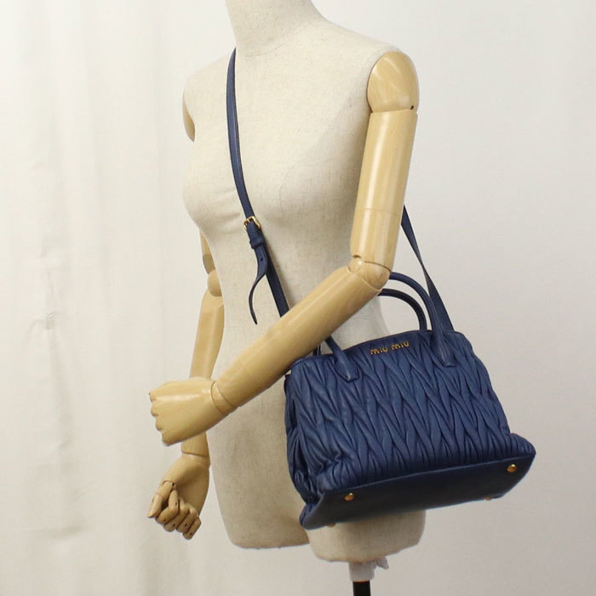 Miu Miu Miu Miu MIU Outlet Tote Bag, 2-Way Matelasse, Women's, Blue Size ONE SIZE - 10 Thumbnail