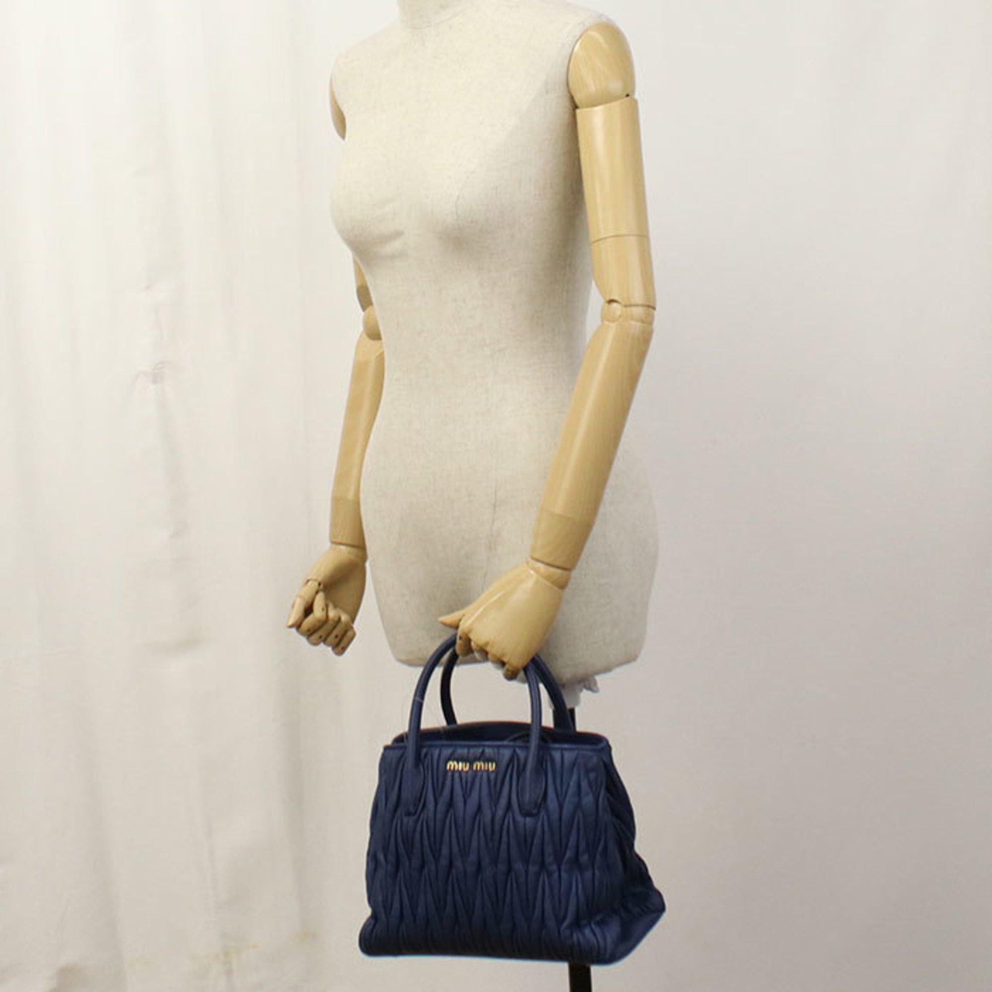 Miu Miu Miu Miu MIU Outlet Tote Bag, 2-Way Matelasse, Women's, Blue Size ONE SIZE - 9 Thumbnail