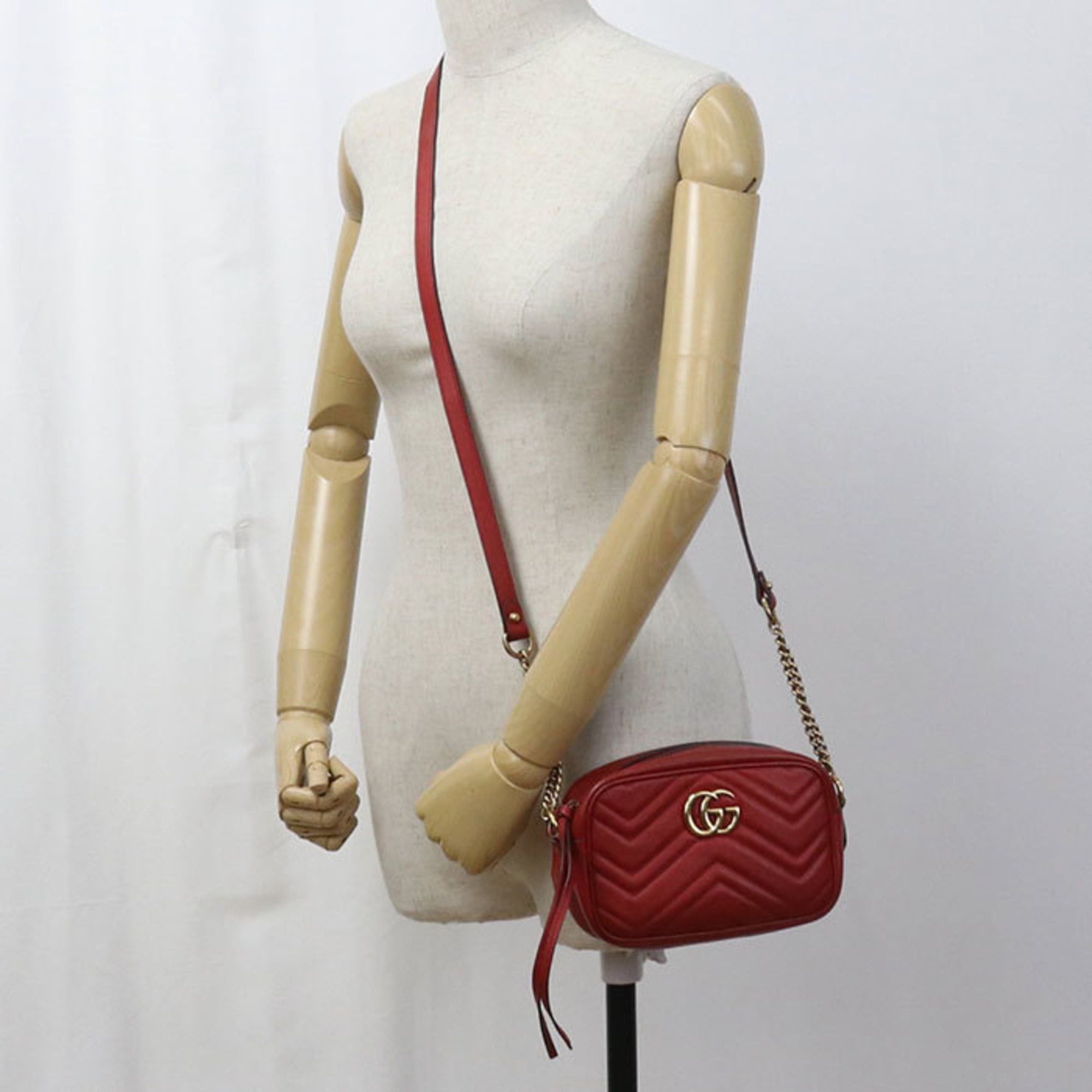 Gucci GUCCI GG Marmont Mini Camera Bag, Red, Women's, 448065 Size ONE SIZE - 9 Thumbnail