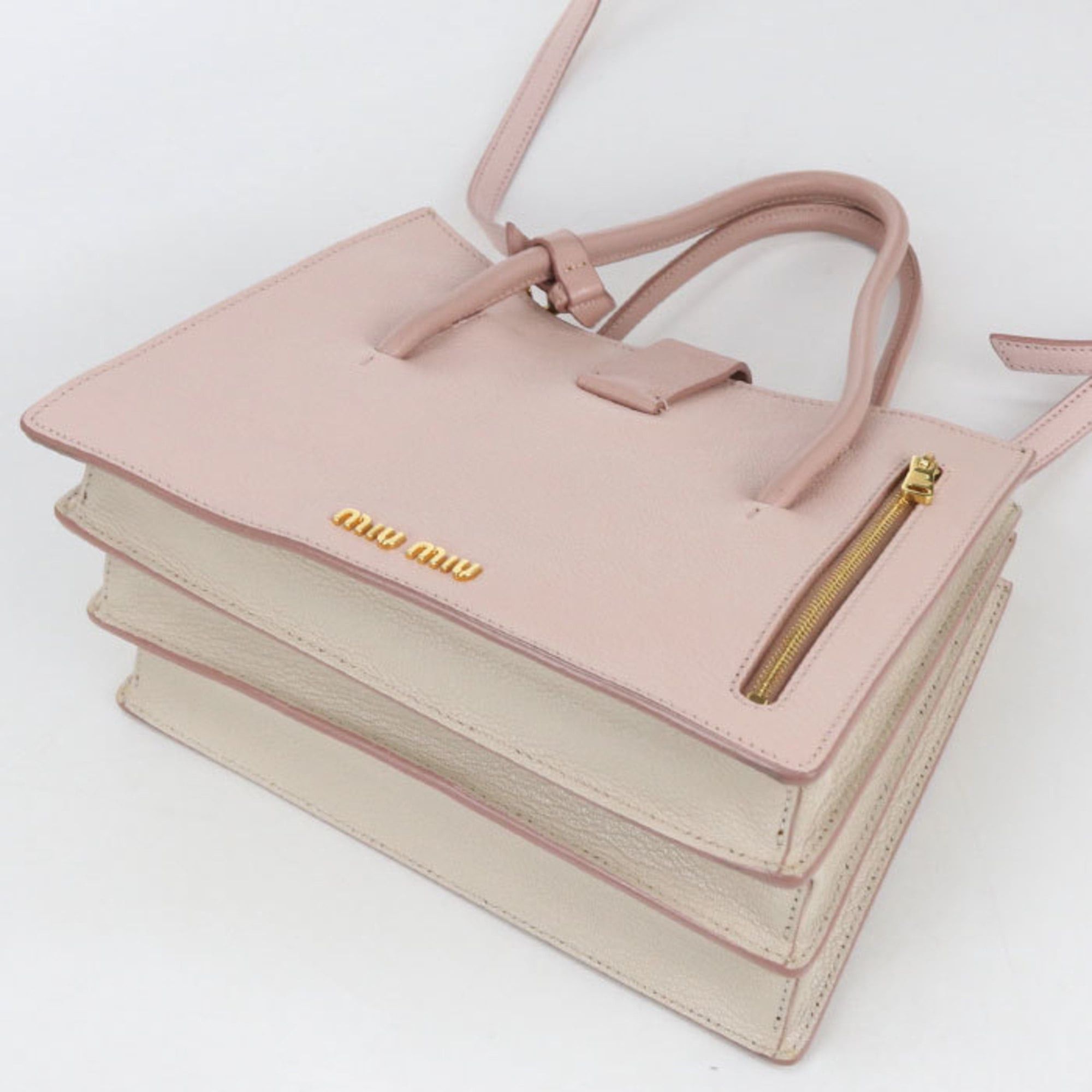 Miu Miu Miu Miu MIU Outlet Tote Bag 5BA104 F0JW1 2AJB 2-Way Madras Women's Pink Size ONE SIZE - 2 Thumbnail