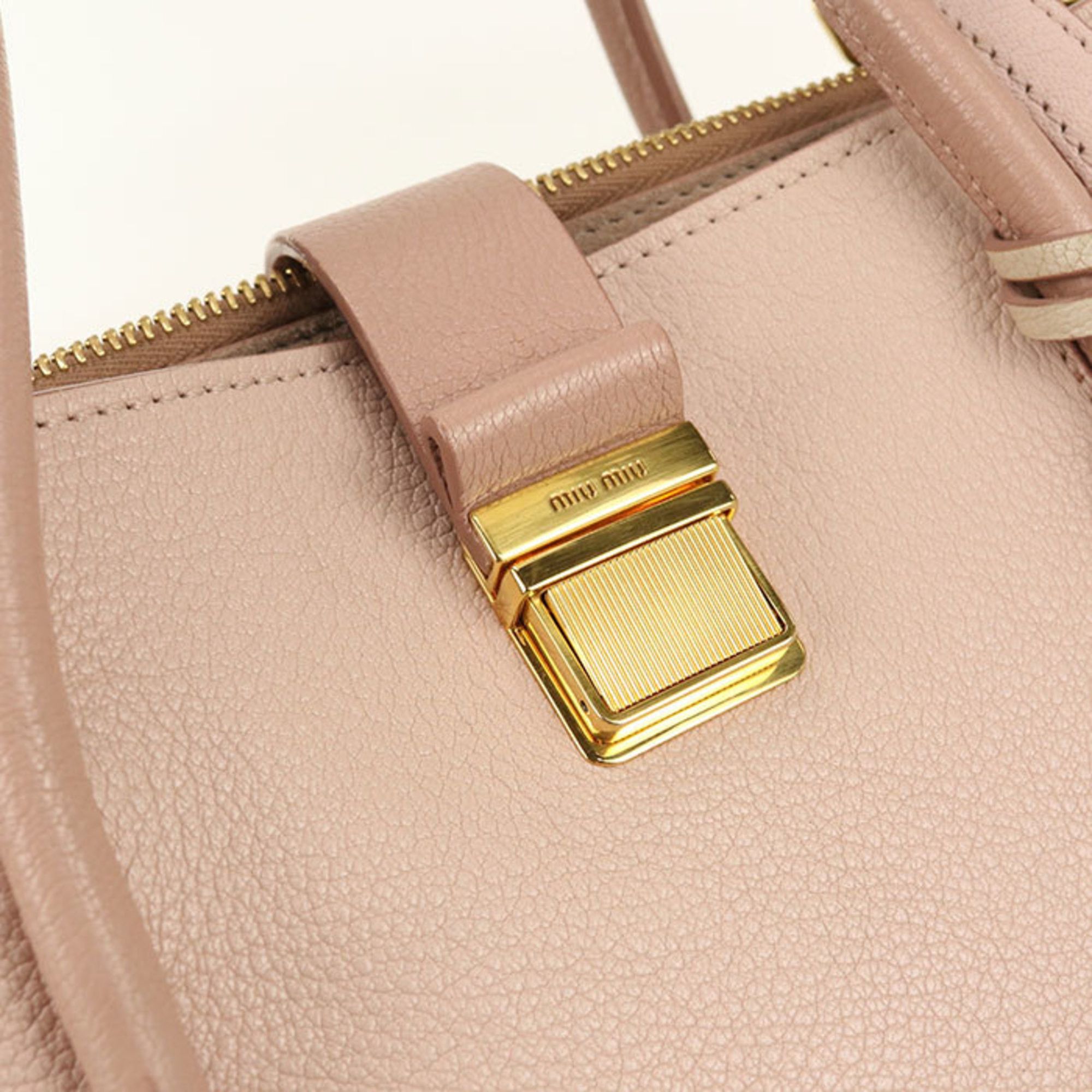 Miu Miu Miu Miu MIU Outlet Tote Bag 5BA104 F0JW1 2AJB 2-Way Madras Women's Pink Size ONE SIZE - 8 Thumbnail