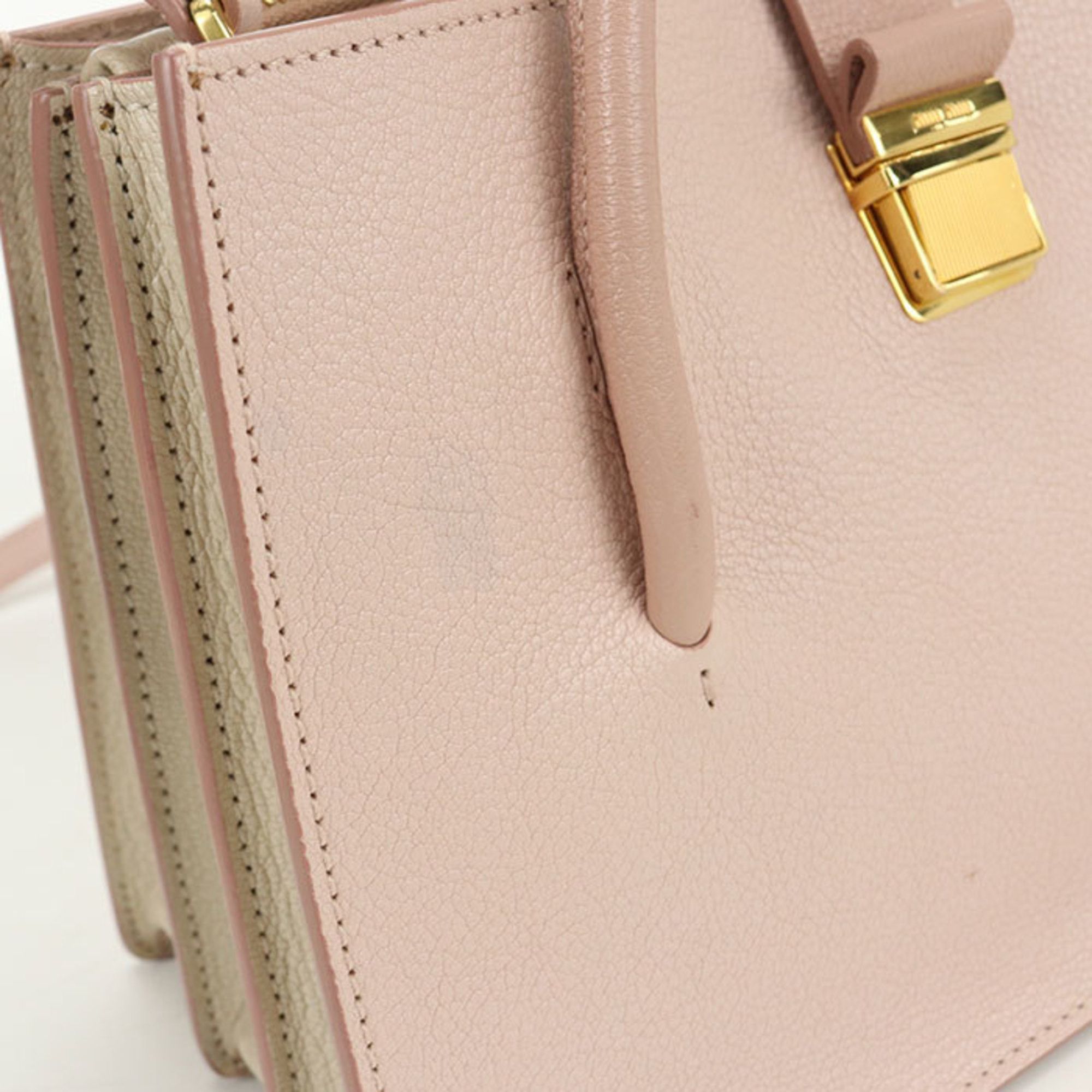 Miu Miu Miu Miu MIU Outlet Tote Bag 5BA104 F0JW1 2AJB 2-Way Madras Women's Pink Size ONE SIZE - 5 Thumbnail