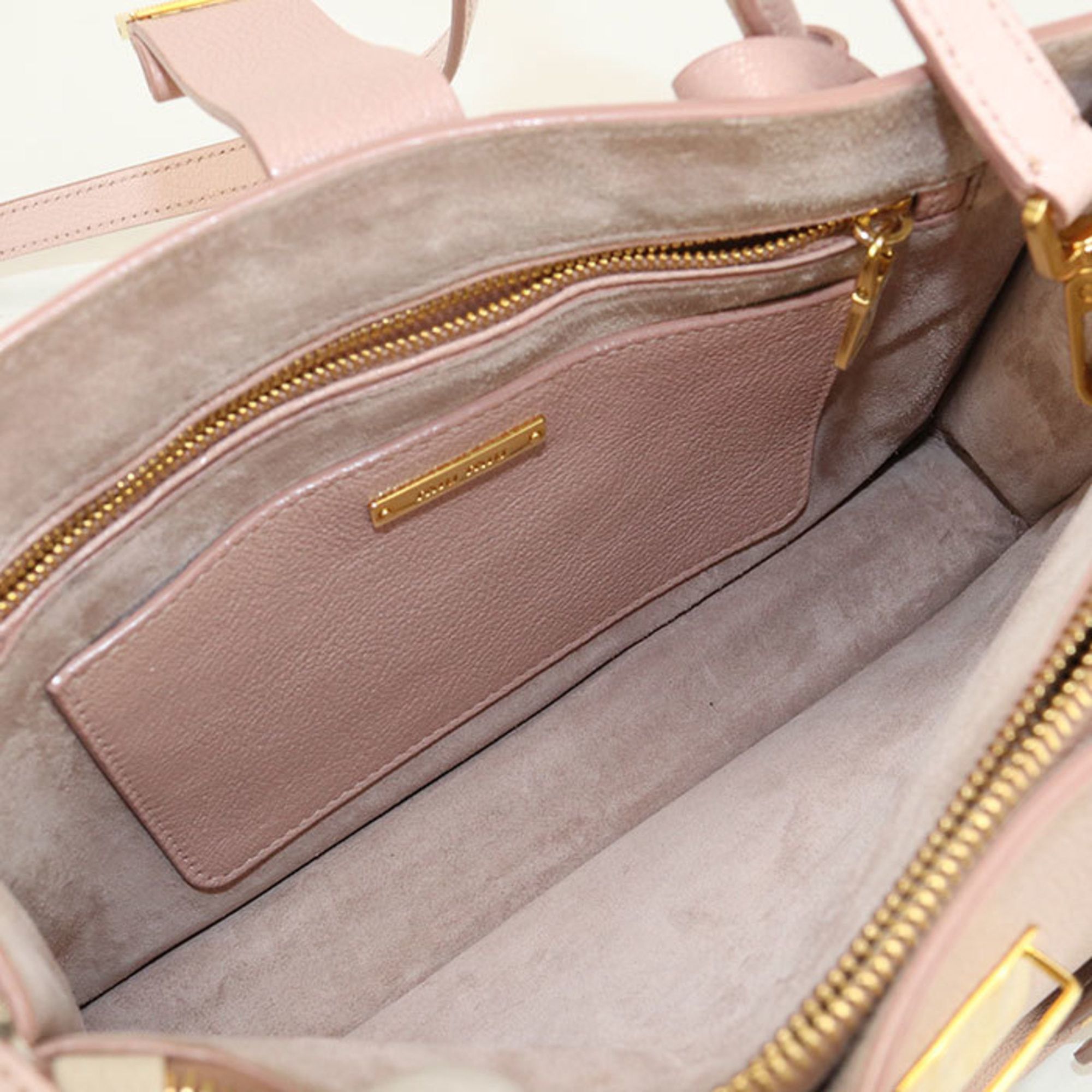 Miu Miu Miu Miu MIU Outlet Tote Bag 5BA104 F0JW1 2AJB 2-Way Madras Women's Pink Size ONE SIZE - 4 Thumbnail