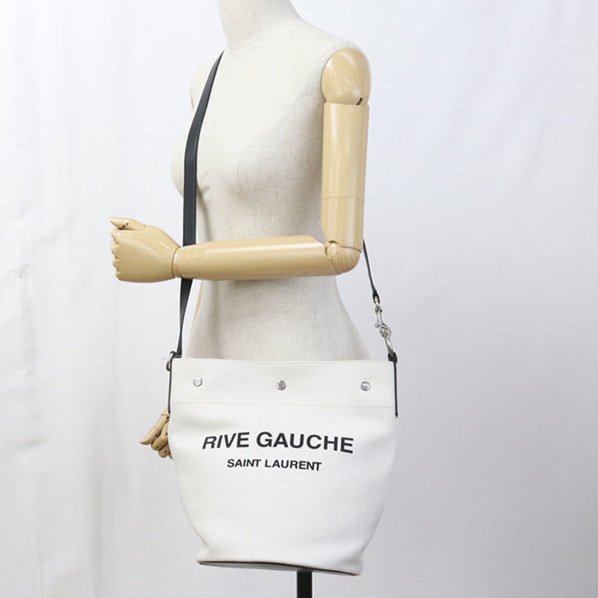 Saint Laurent Paris SAINT LAURENT Shoulder Bag 669299 FAAAZ 9024 Bucket 2-Way Rive Gauche Women's White Size ONE SIZE - 8 Thumbnail