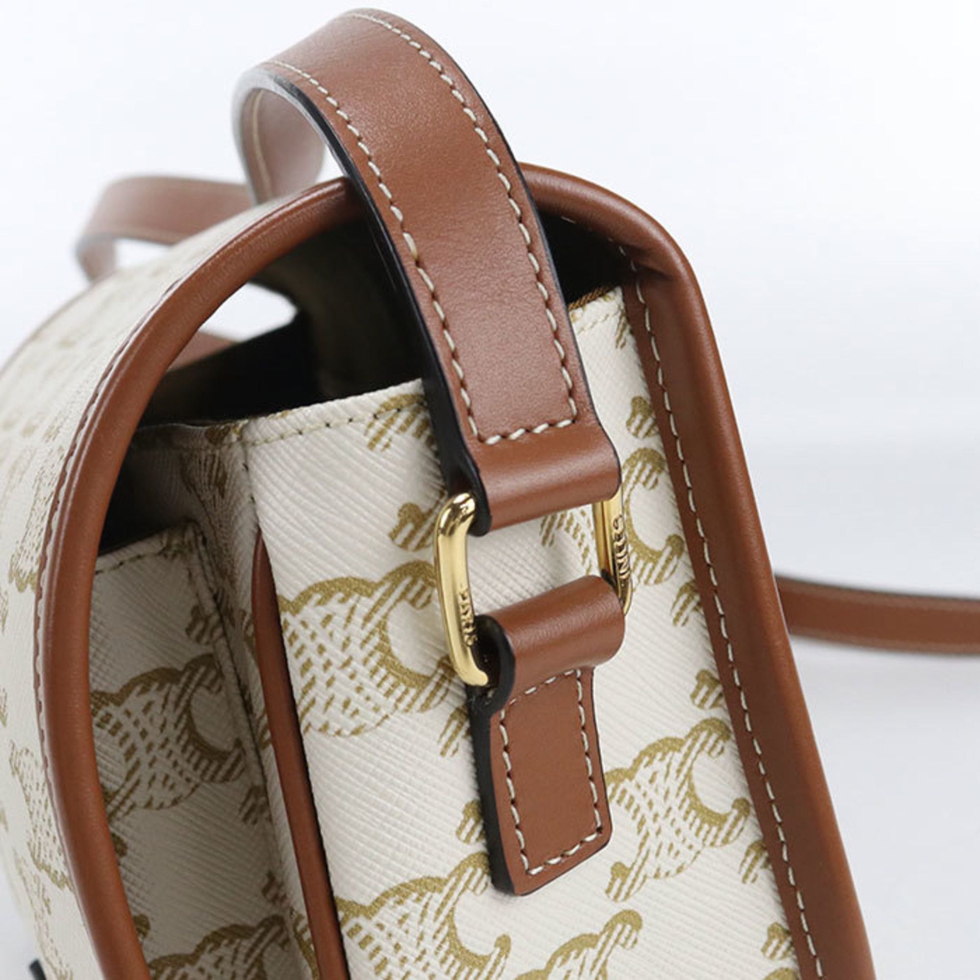 Celine CELINE Folco Medium Crossbody Shoulder Bag in Triomphe Canvas, White Size ONE SIZE - 5 Thumbnail