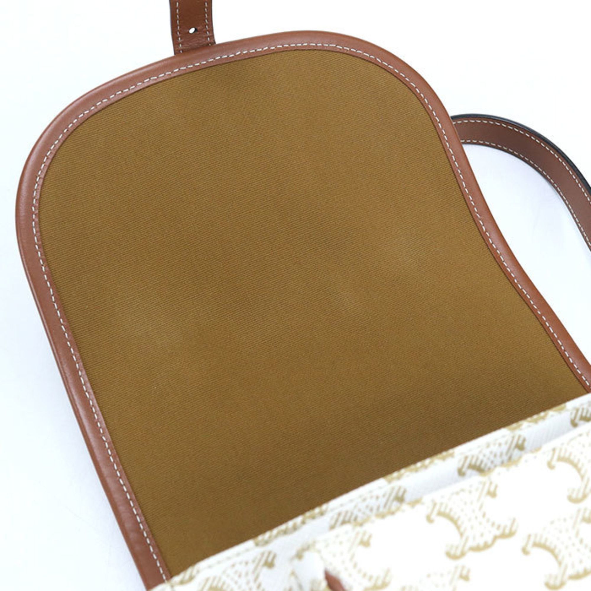 Celine CELINE Folco Medium Crossbody Shoulder Bag in Triomphe Canvas, White Size ONE SIZE - 3 Thumbnail