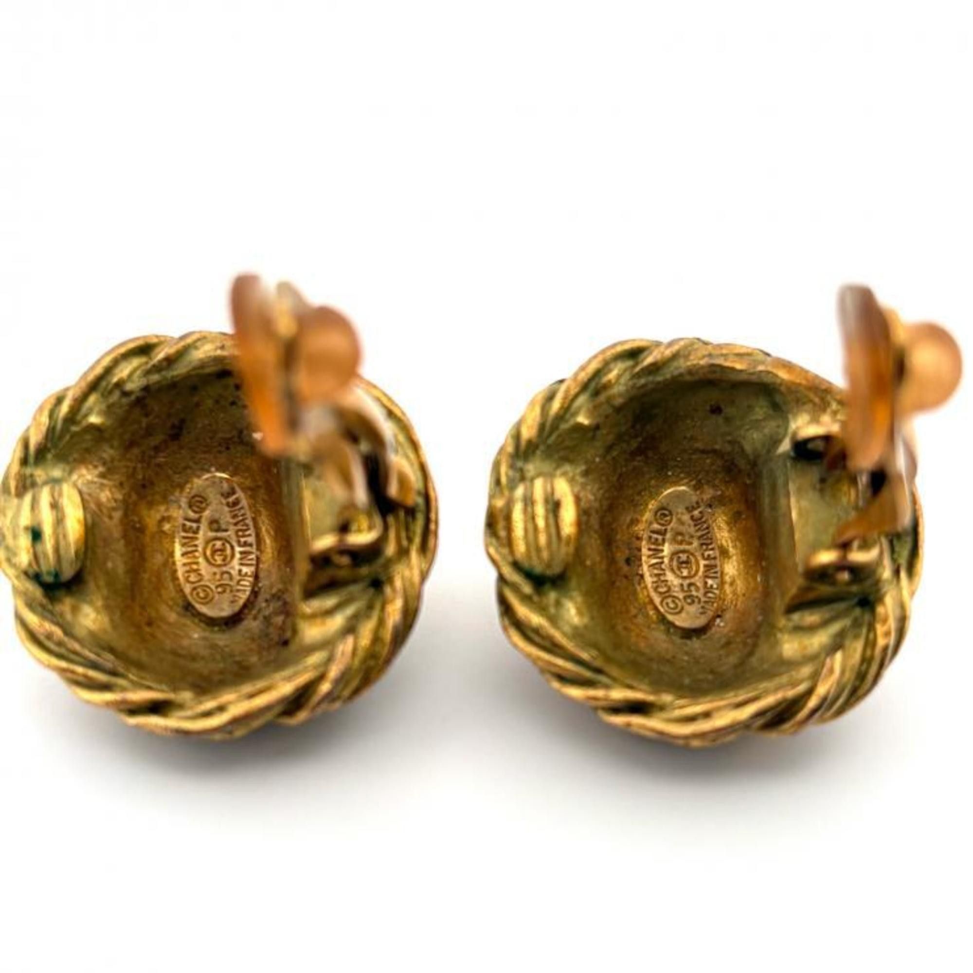 Chanel CHANEL Vintage Coco Mark Earrings 95P Gold Plated Size ONE SIZE - 4 Thumbnail