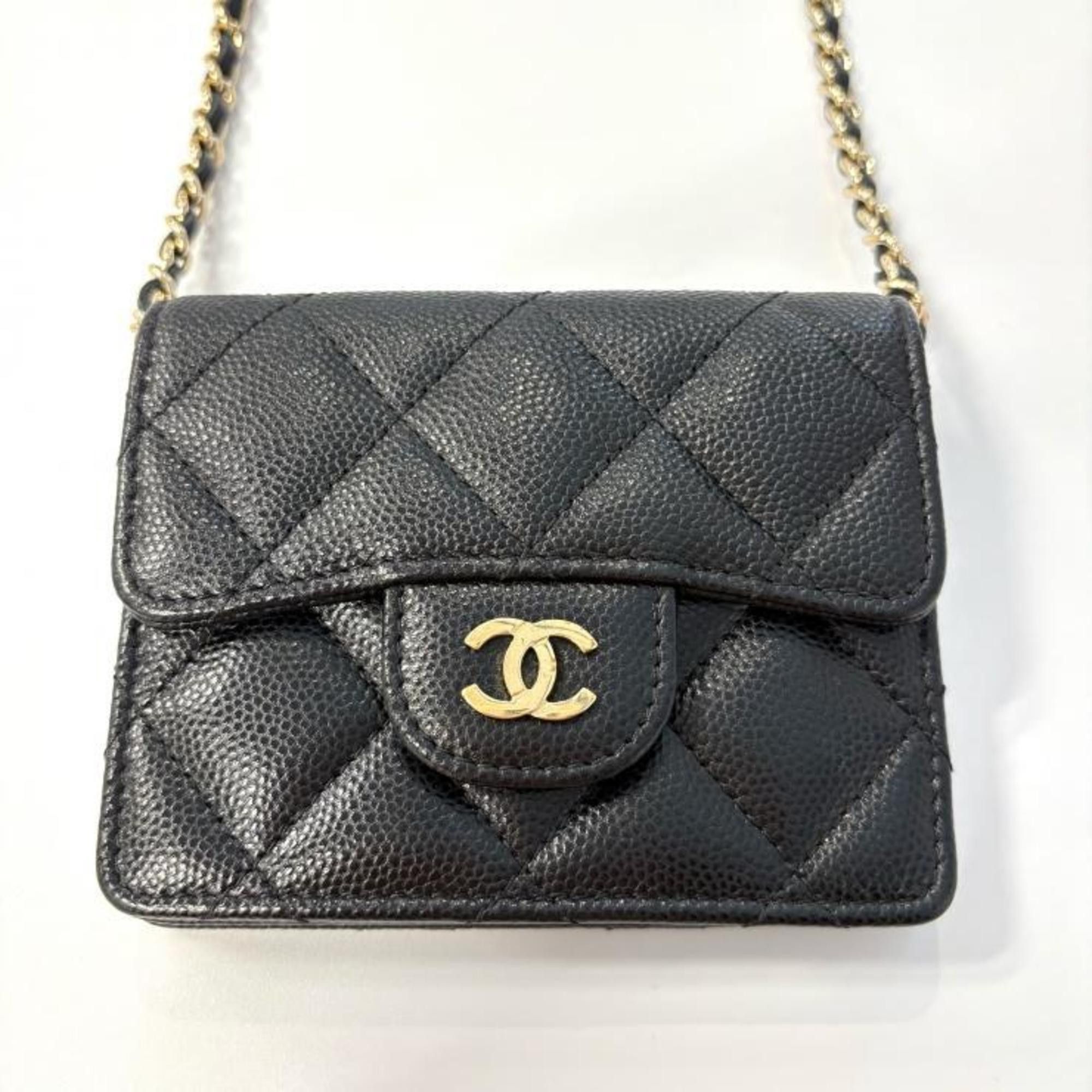 Chanel CHANEL Matelasse AP0238 B10583 C3906 Chain Wallet with Coco Mark CC Caviar Skin in Black Size ONE SIZE - 3 Thumbnail