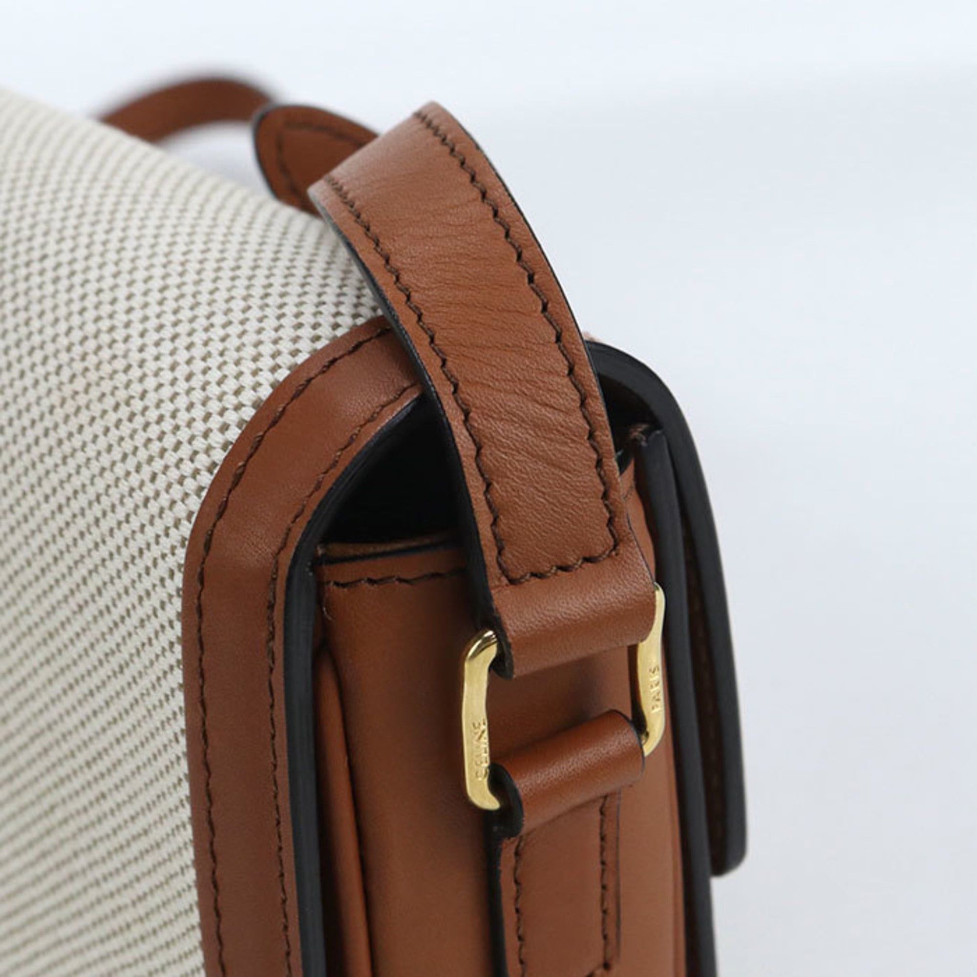 Celine CELINE Classic Triomphe Crossbody Shoulder Bag, Women's, Beige Size ONE SIZE - 6 Thumbnail