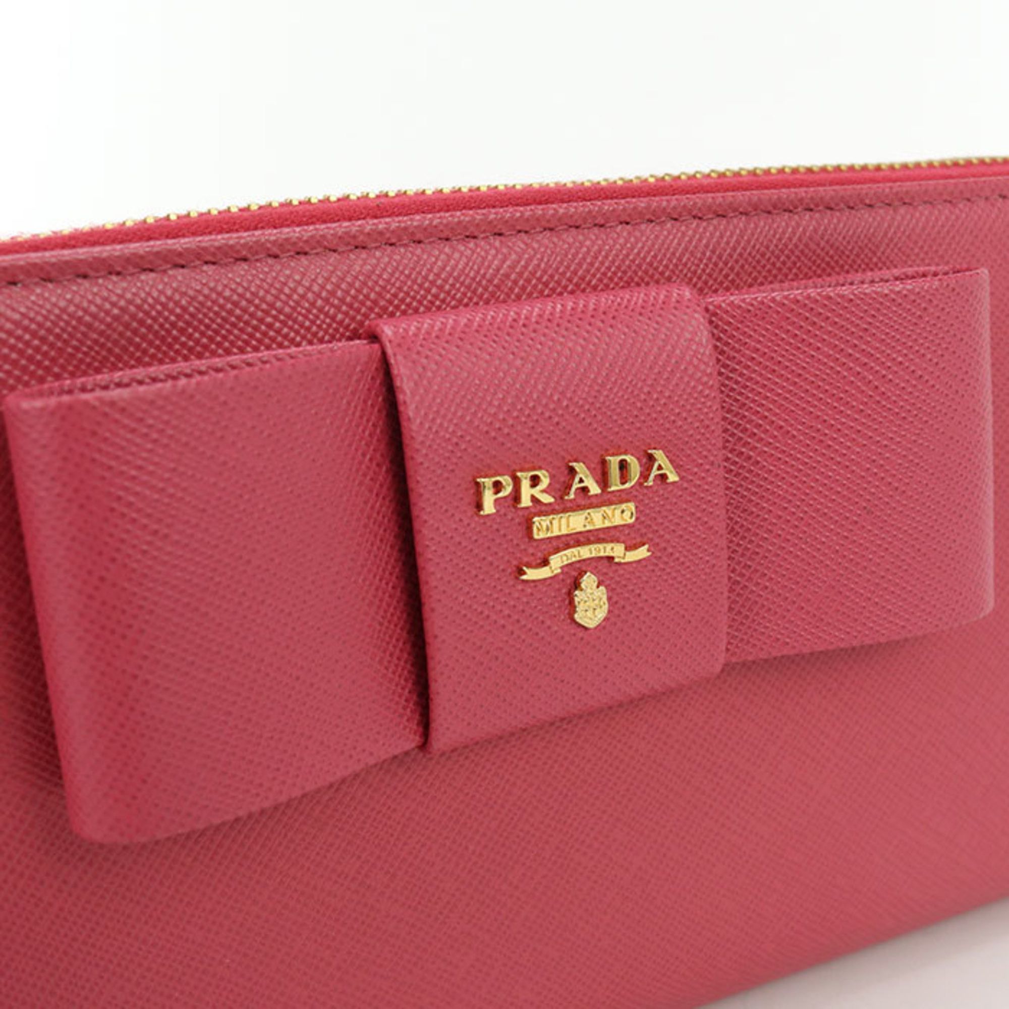 Prada PRADA Women's Pink Saffiano Leather Zip-Around Long Wallet Size ONE SIZE - 9 Thumbnail