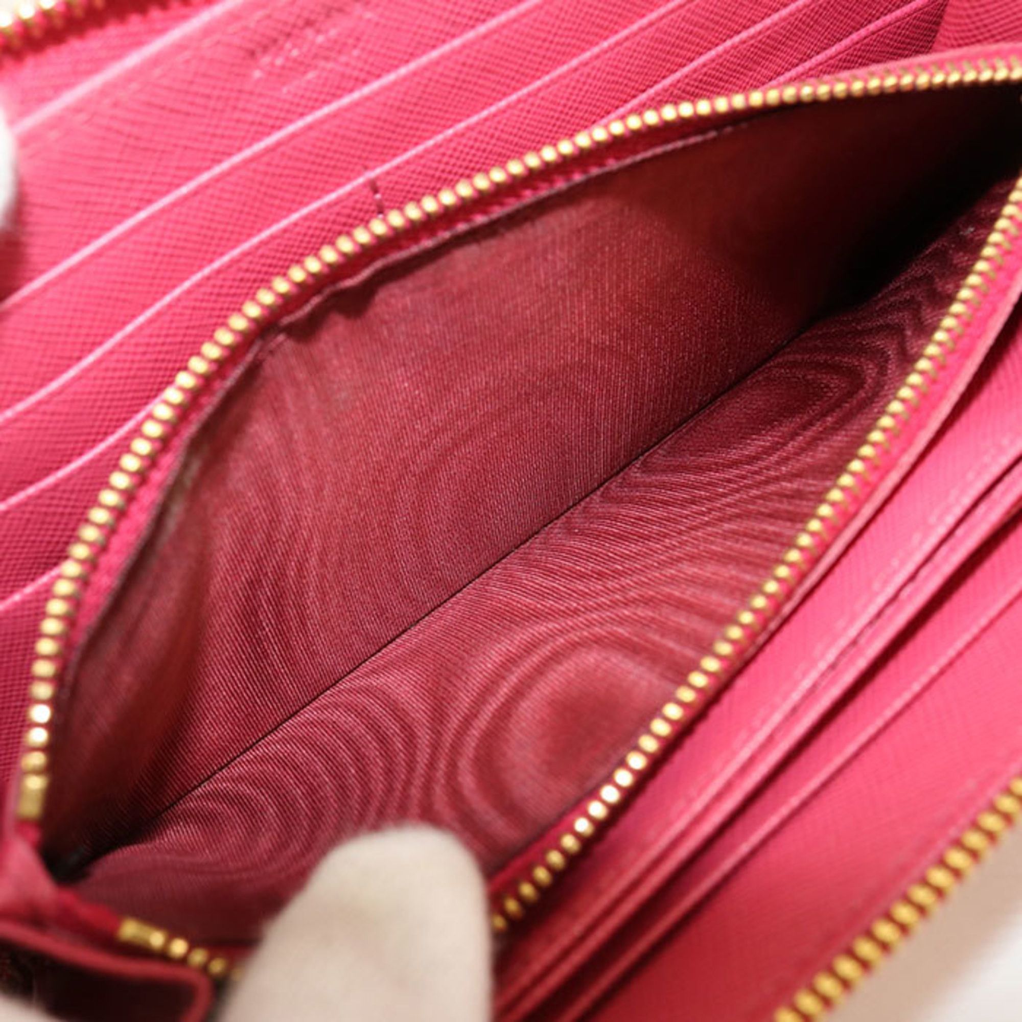 Prada PRADA Women's Pink Saffiano Leather Zip-Around Long Wallet Size ONE SIZE - 4 Thumbnail