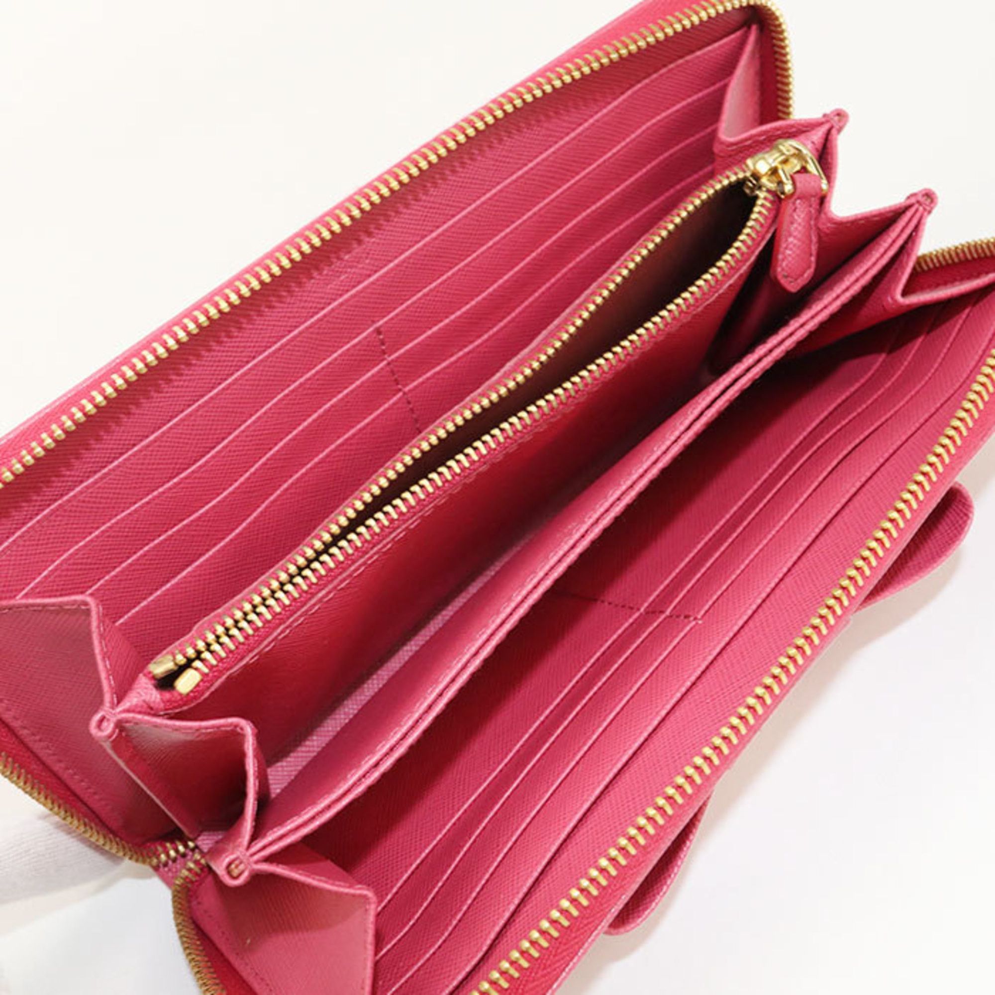 Prada PRADA Women's Pink Saffiano Leather Zip-Around Long Wallet Size ONE SIZE - 3 Thumbnail