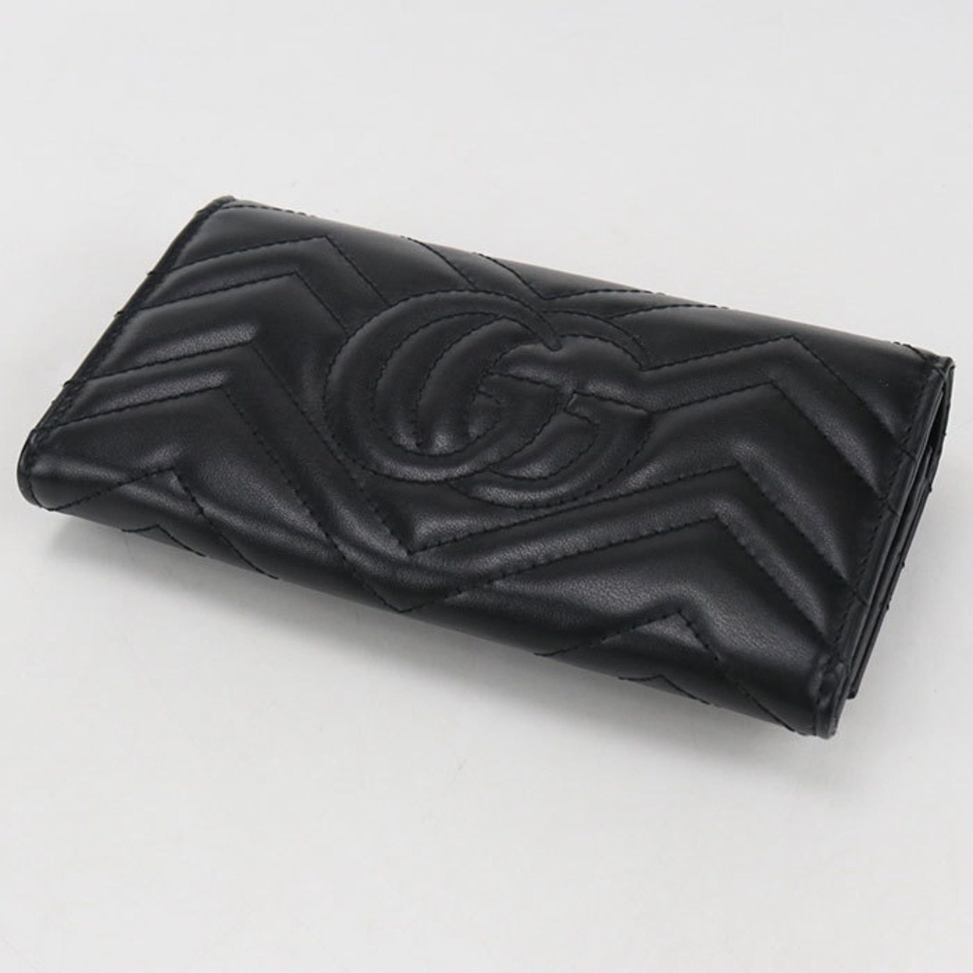Gucci GUCCI Continental Wallet with Double G, Black, 443436, Women's Size ONE SIZE - 2 Thumbnail