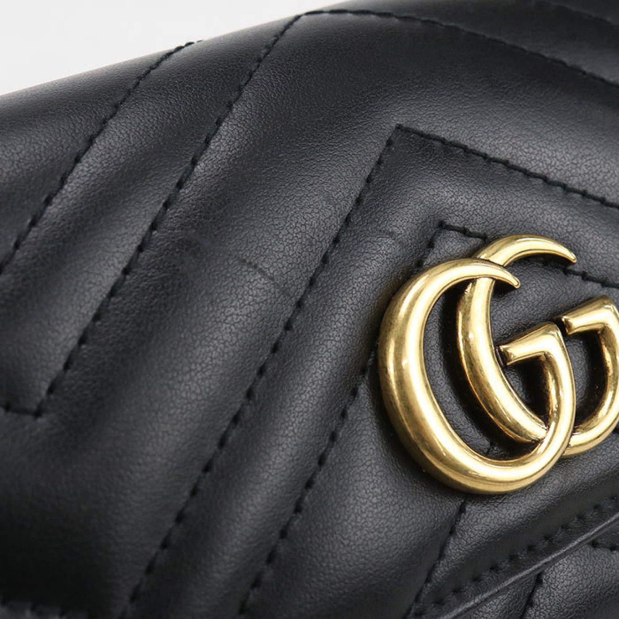 Gucci GUCCI Continental Wallet with Double G, Black, 443436, Women's Size ONE SIZE - 7 Thumbnail