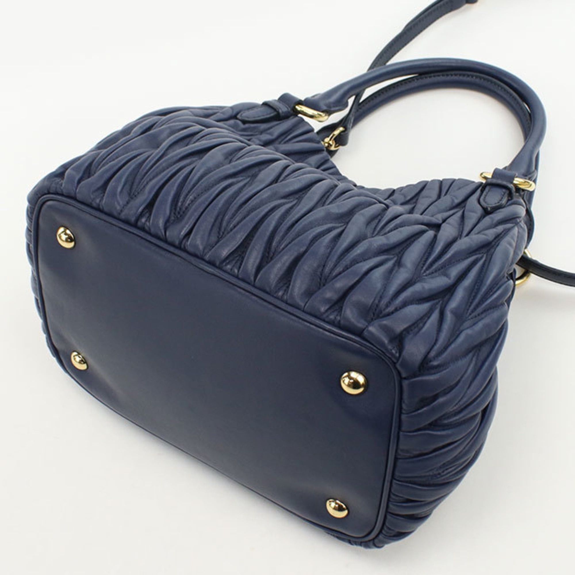 Miu Miu Miu Miu MIU Outlet Tote Bag 5BE886 N88 F0016 2-Way Matelasse Women's Navy Size ONE SIZE - 2 Thumbnail