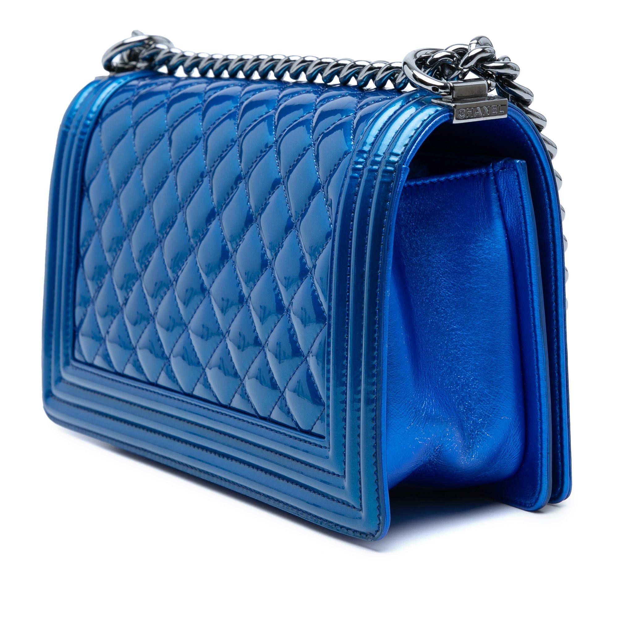 Chanel Old Medium Quilted Metallic Patent Boy Flap Size ONE SIZE - 2 Thumbnail