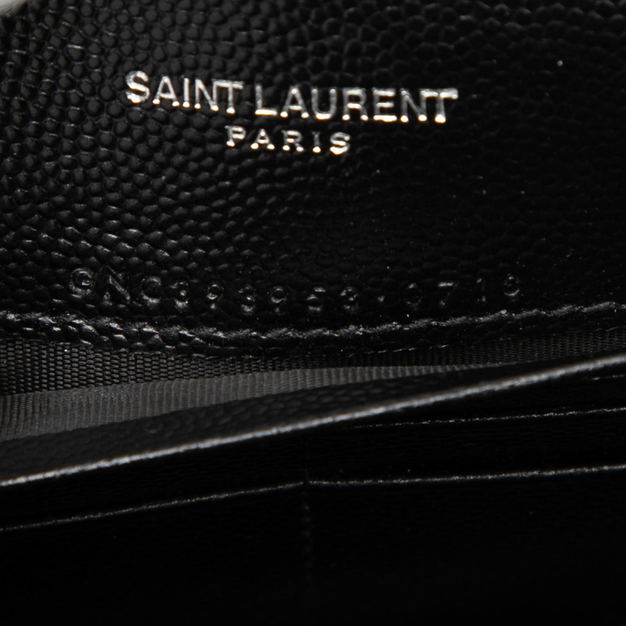 Saint Laurent Paris Bicolor Grain De Poudre Cassandre Envelope Chain Wallet Size ONE SIZE - 6 Thumbnail