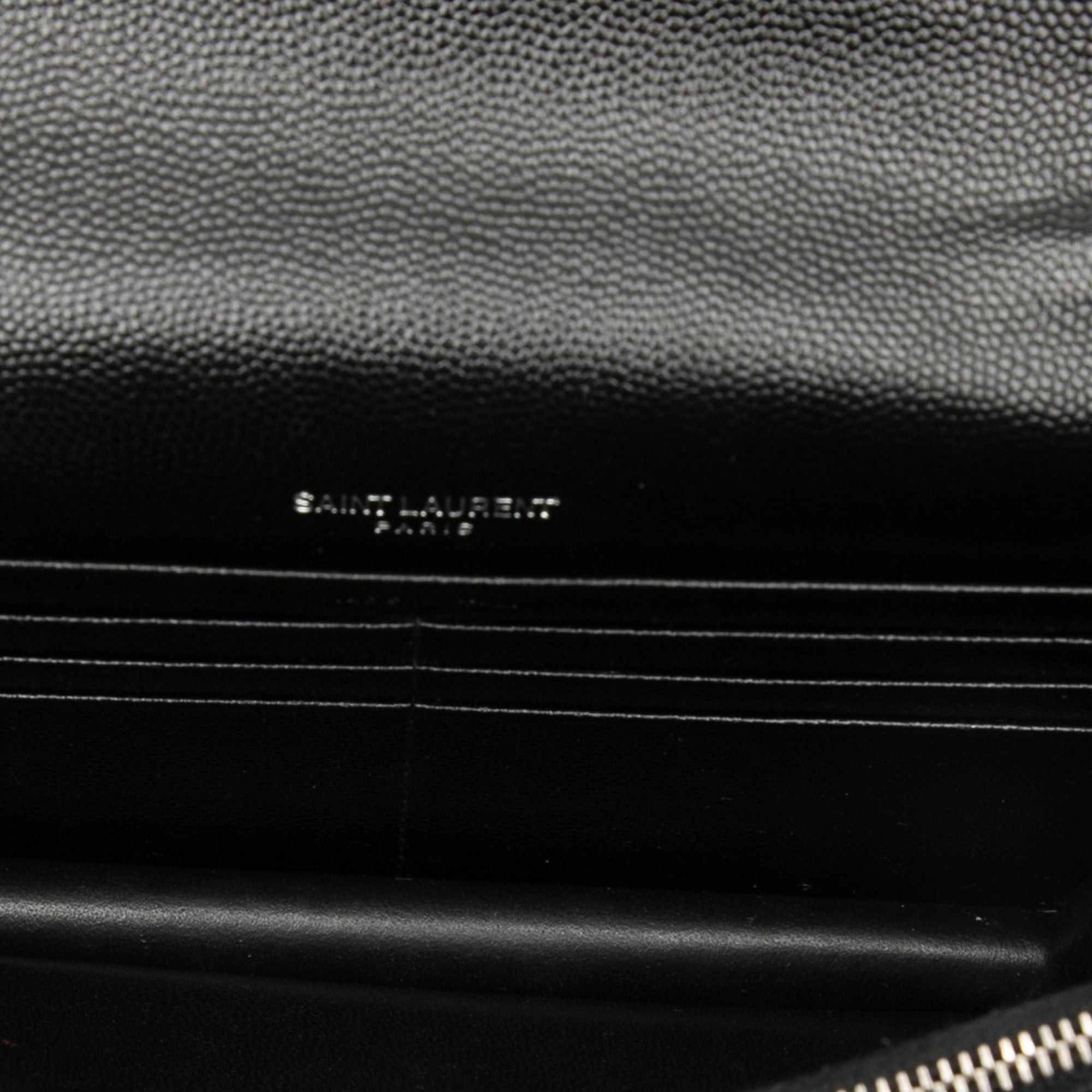 Saint Laurent Paris Bicolor Grain De Poudre Cassandre Envelope Chain Wallet Size ONE SIZE - 4 Thumbnail