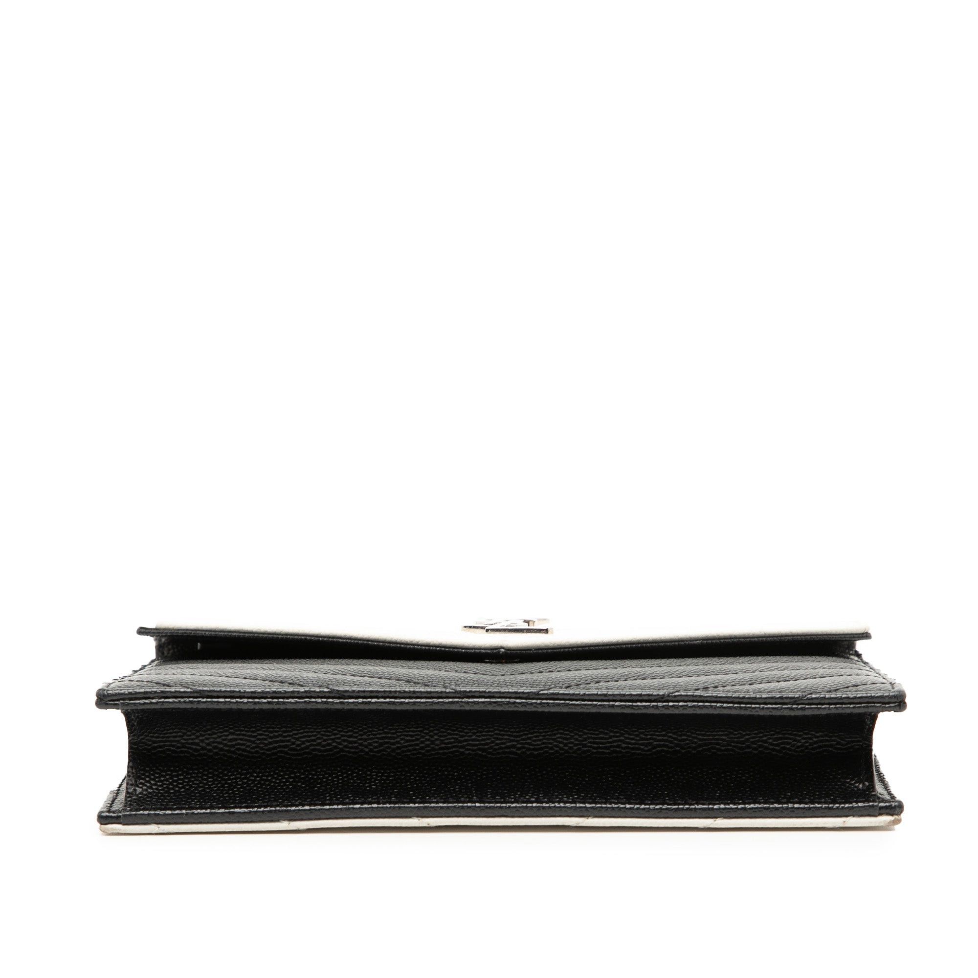 Saint Laurent Paris Bicolor Grain De Poudre Cassandre Envelope Chain Wallet Size ONE SIZE - 3 Thumbnail