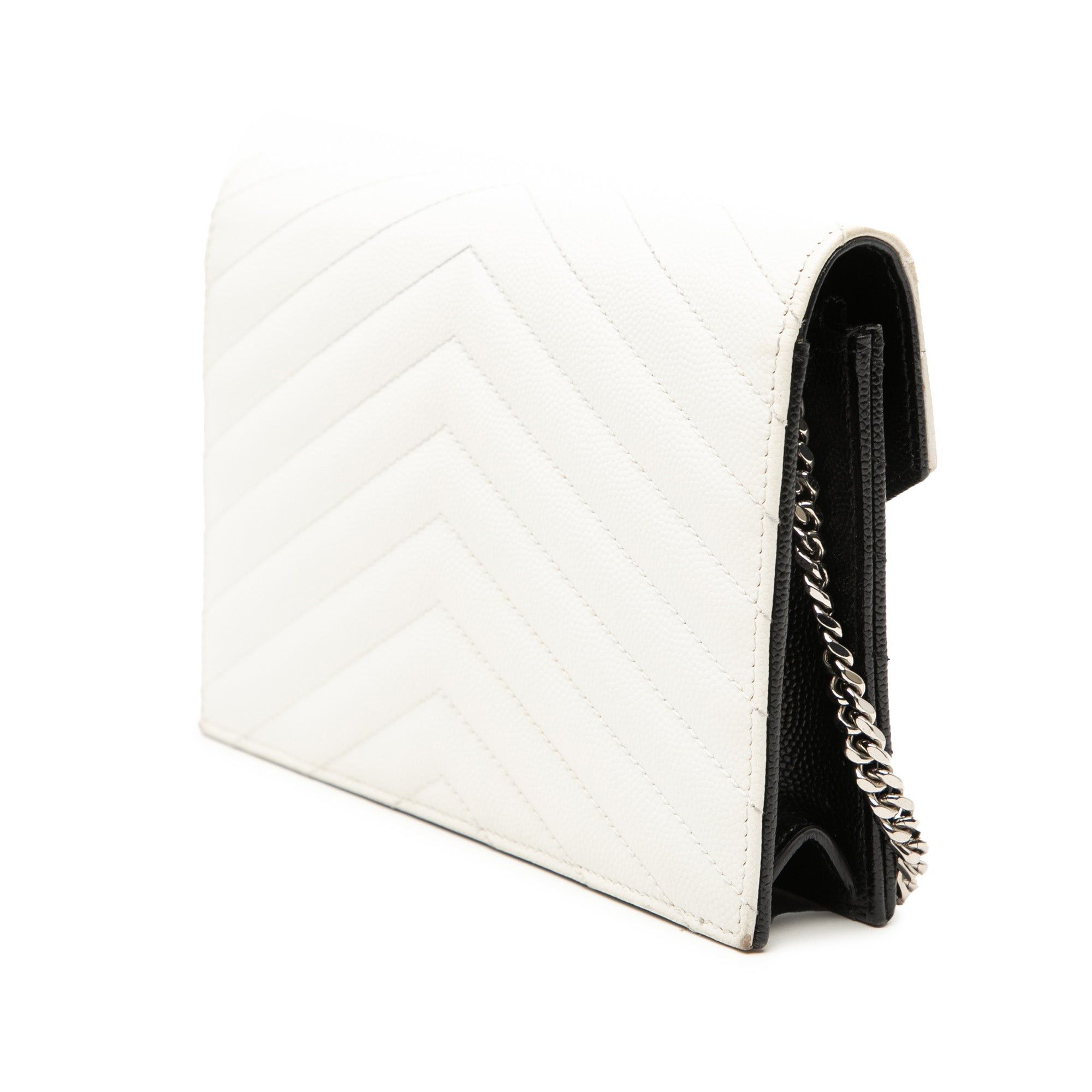 Saint Laurent Paris Bicolor Grain De Poudre Cassandre Envelope Chain Wallet Size ONE SIZE - 2 Thumbnail