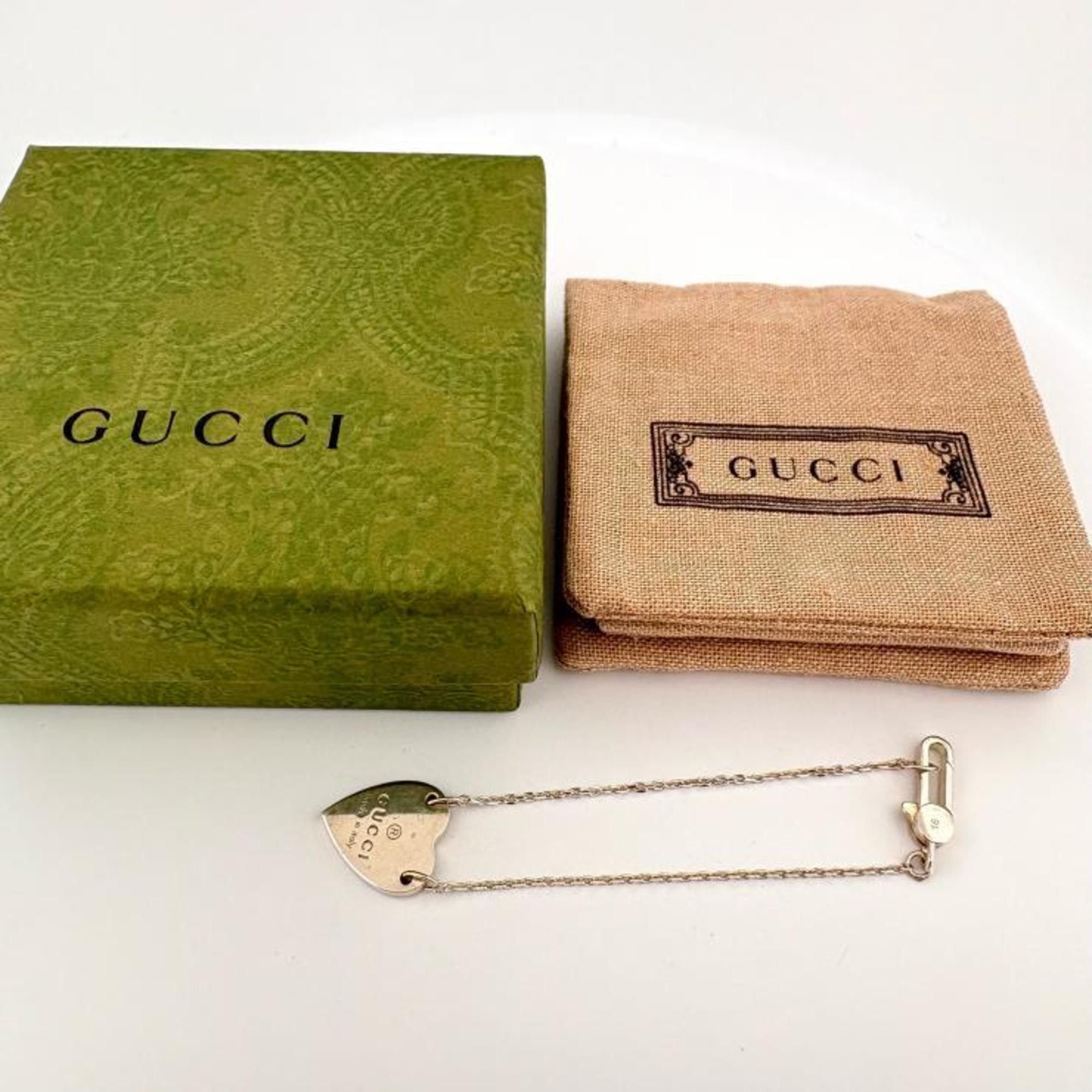 Gucci Gucci Trademark Heart Bracelet in Ag925 Silver (223513) with Logo Plate (#16) Size ONE SIZE - 2 Thumbnail