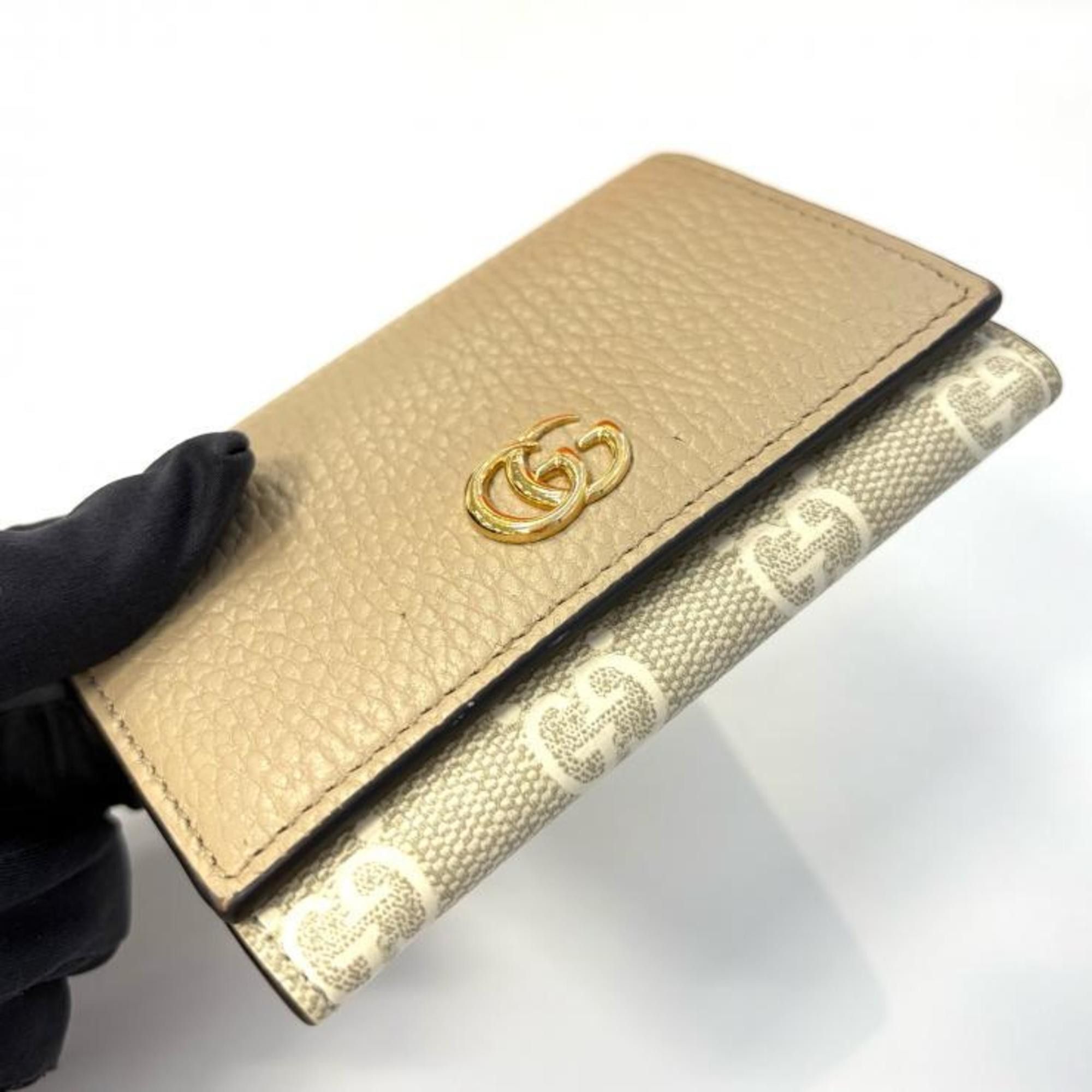 Gucci GUCCI GG Marmont Supreme Business Card Case, Beige, Two-Tone, 739525 Size ONE SIZE - 3 Thumbnail