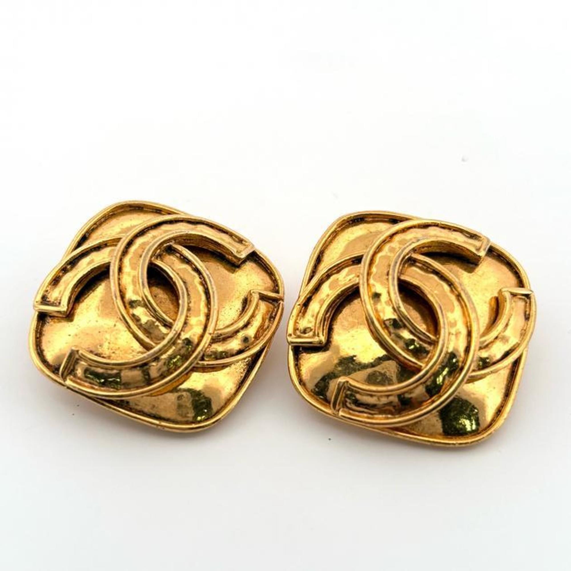Chanel Vintage Chanel Coco Mark CC Square GP Gold Earrings, 94P Size ONE SIZE - 5 Thumbnail