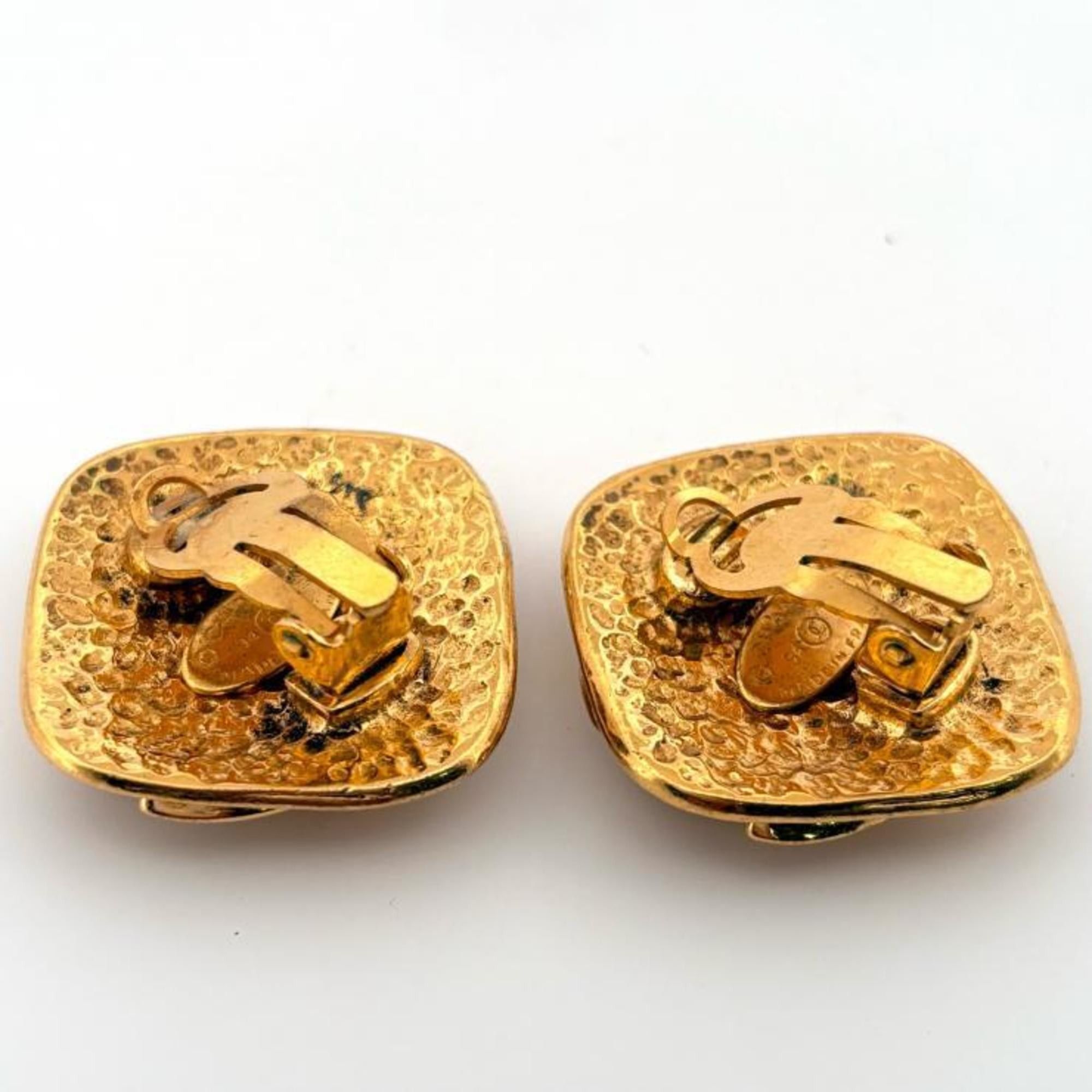 Chanel Vintage Chanel Coco Mark CC Square GP Gold Earrings, 94P Size ONE SIZE - 3 Thumbnail