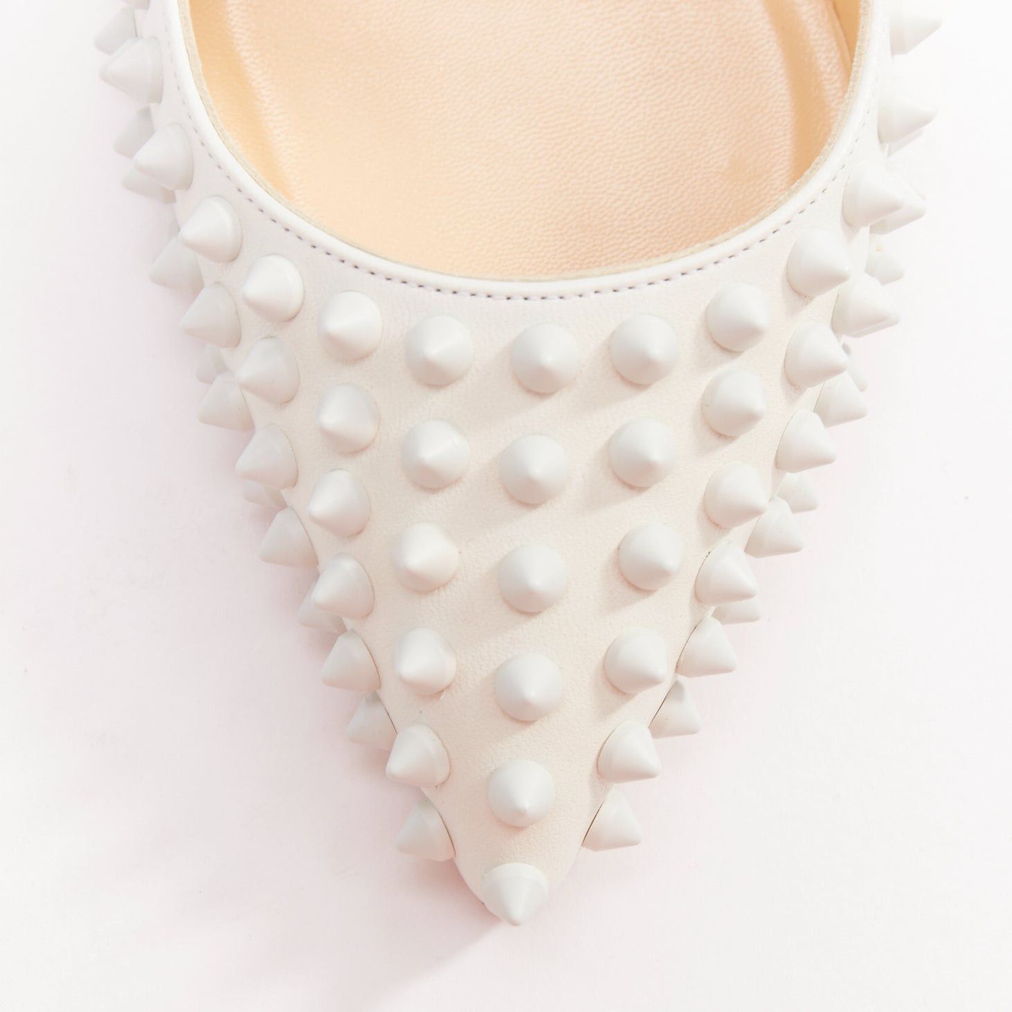 Christian Louboutin CHRISTIAN LOUBOUTIN Pigalle Spikes 100 white matte leather spike studded pumps EU37.5 Size US 7.5 / IT 37.5 - 6 Thumbnail