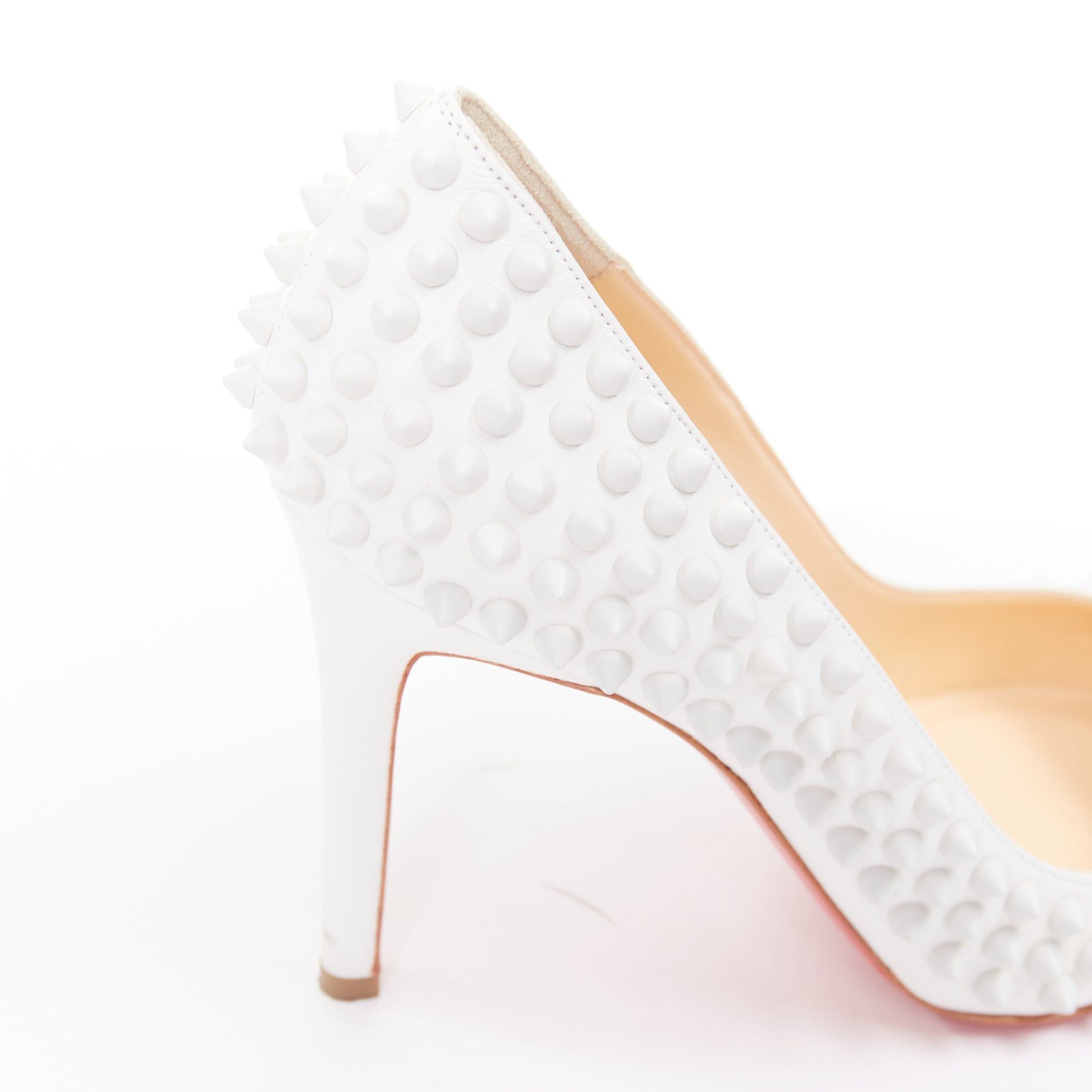 Christian Louboutin CHRISTIAN LOUBOUTIN Pigalle Spikes 100 white matte leather spike studded pumps EU37.5 Size US 7.5 / IT 37.5 - 8 Thumbnail