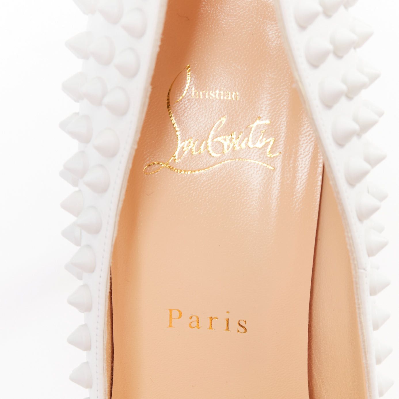 Christian Louboutin CHRISTIAN LOUBOUTIN Pigalle Spikes 100 white matte leather spike studded pumps EU37.5 Size US 7.5 / IT 37.5 - 9 Thumbnail